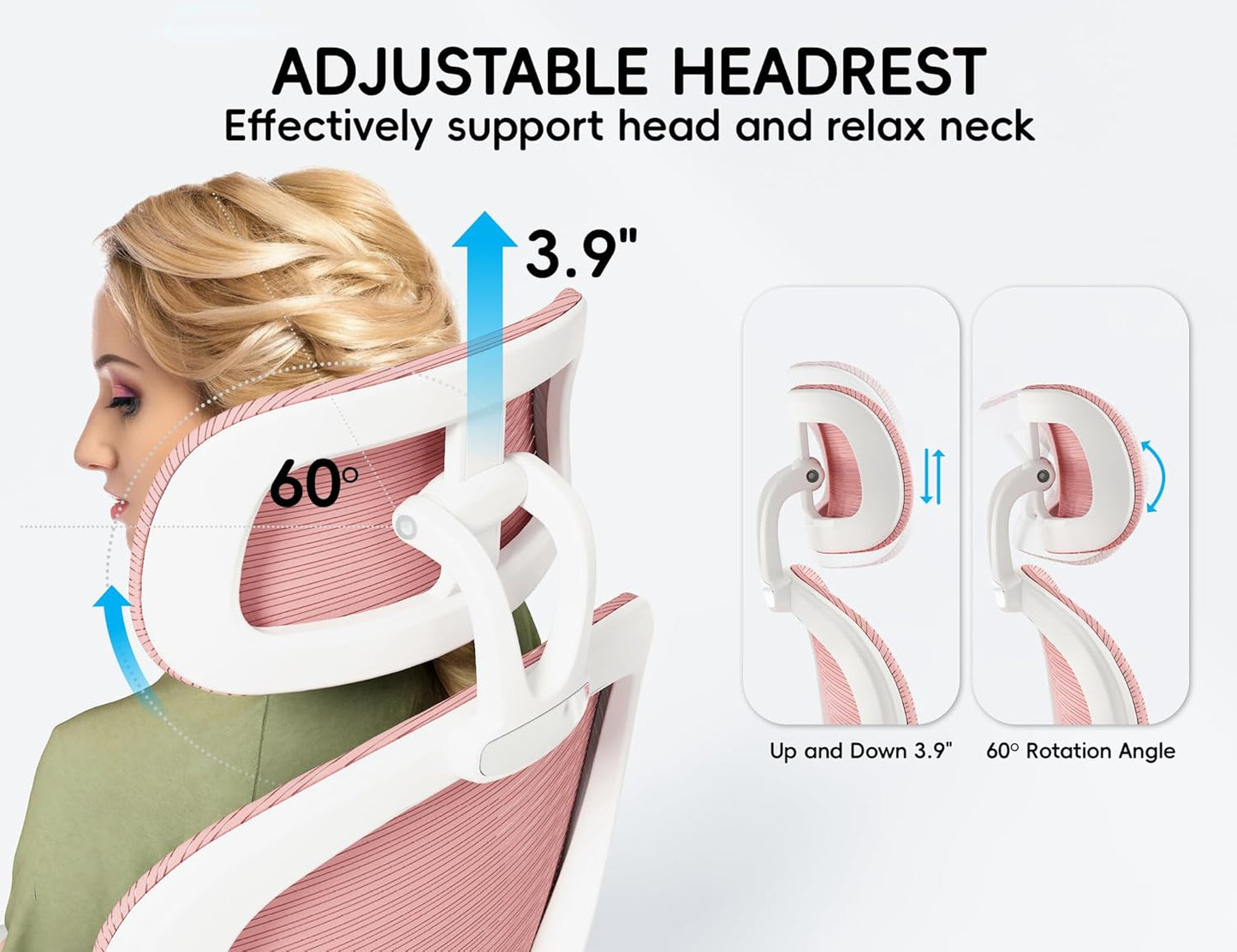 TRALT Office Chair - Ergonomic Office Chair with Back Support, Computer Chair - Home Office Desk Chairs, 330lbs Wide Seat Big and Tall Office Chairs with Headrest, Comfy Desk Chairs (Pink)