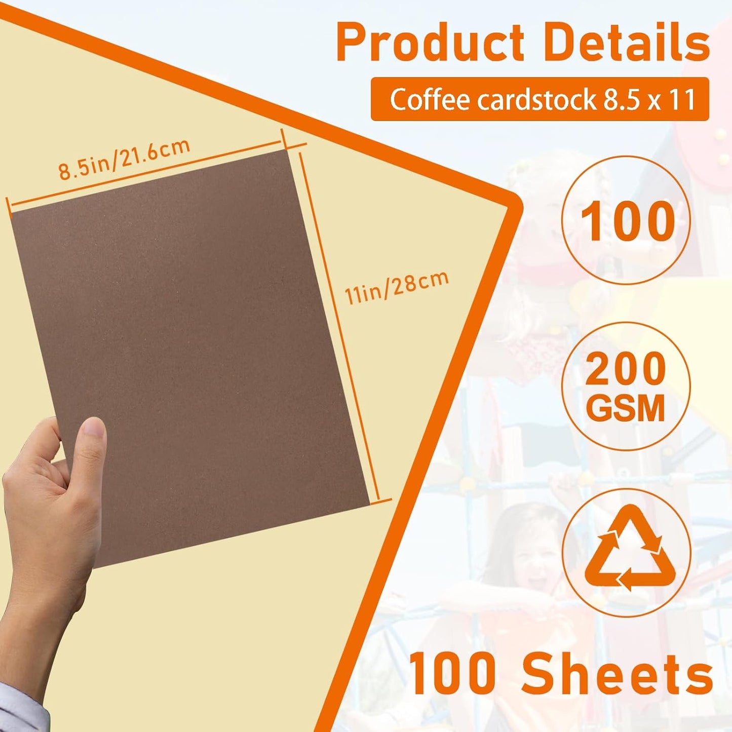 100 Sheets Coffee Color Cardstock 8.5 x 11 Craft Paper, 75lb Heavyweight Dark Brown Paper Card Stock for DIY Cards Making, Wedding Invitations, School Crafting, Memus, Greeting Cards