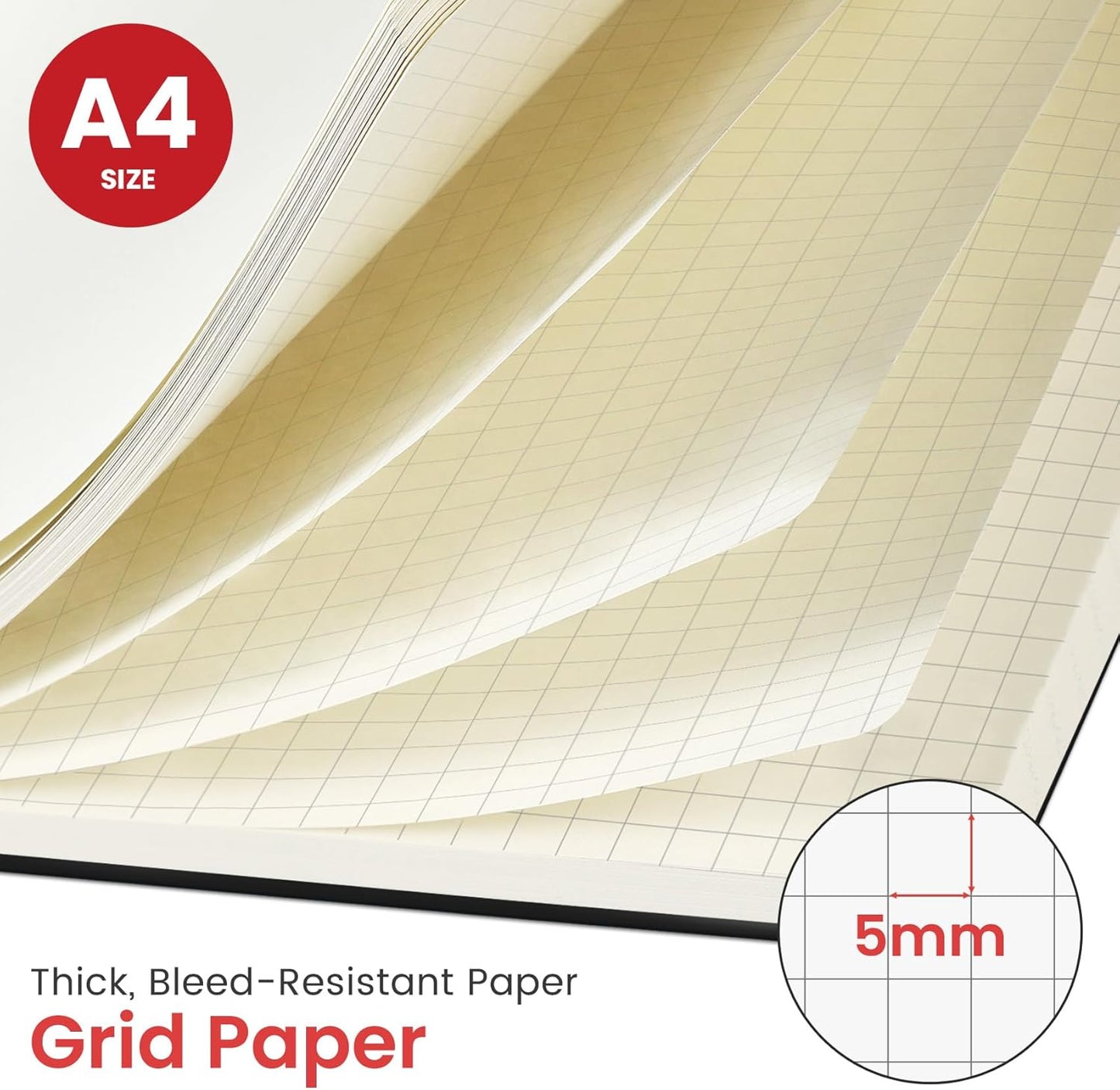 Taja Spiral Graph Notebook, 8.5"x11" Notebooks for Work, Large A4 Journal for Women & Men, Grid Notebook, Journaling Notebook for Writing, Plastic Cover Spiral Journal, Black