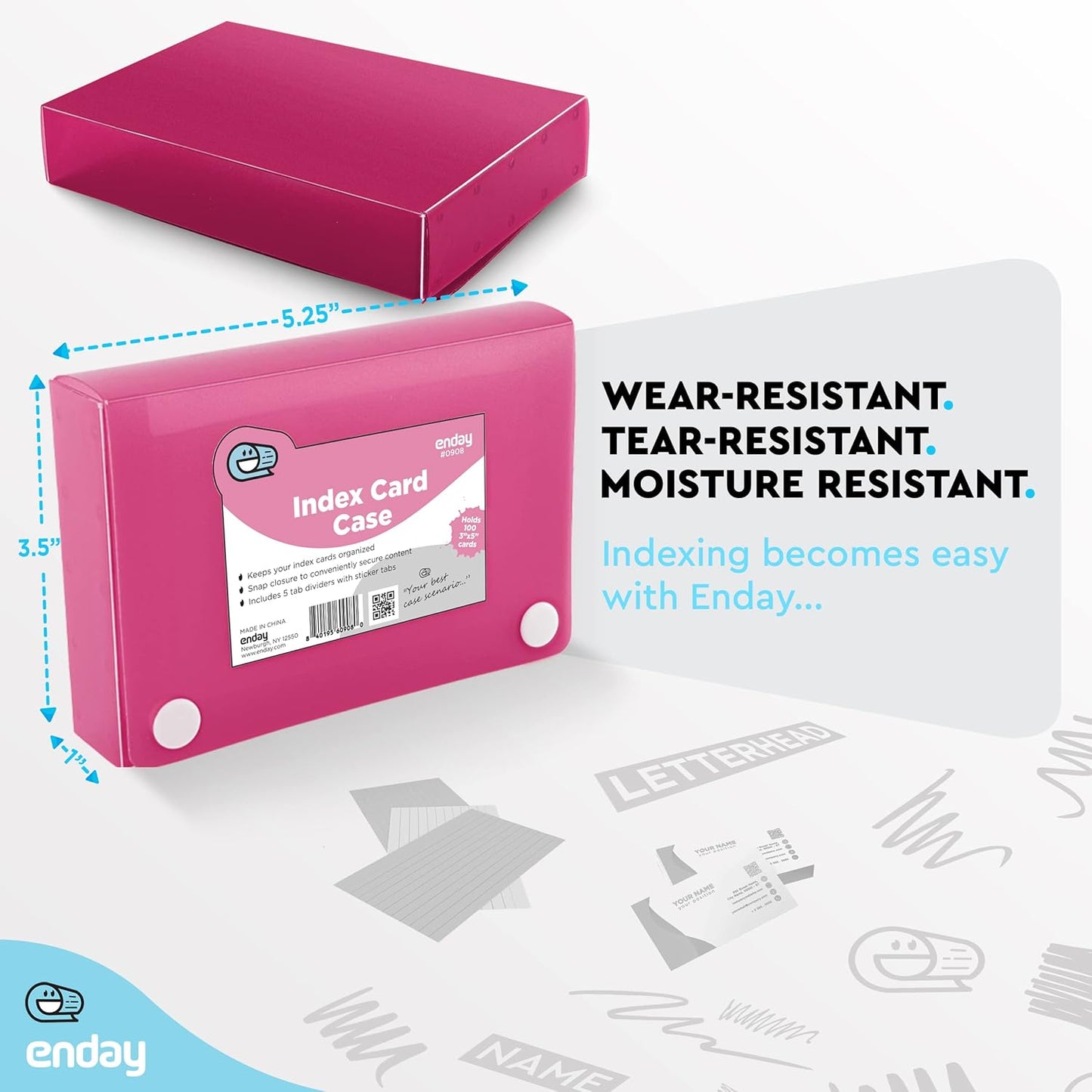 3" X 5" Index Card Case Holds 100 Cards Includes Business Card/Index Holder and 5 Tab Dividers Comes in Assorted Color – (Pack of 4) By (Emraw)