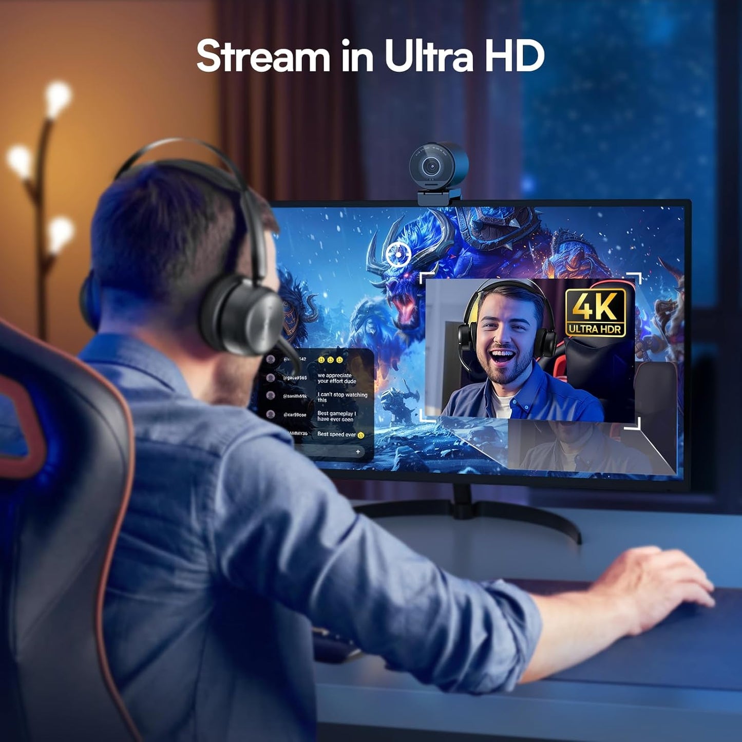 EMEET SmartCam S800-4K Webcam for Streaming, Sony 1/2'' Sensor, Supports HDR, PDAF&TOF Dual-autofocus, 1080P@60fps, 2 Noise-Cancelling Mics, 40°-73° FOV, Perfect for Live Streaming&Online Meetings