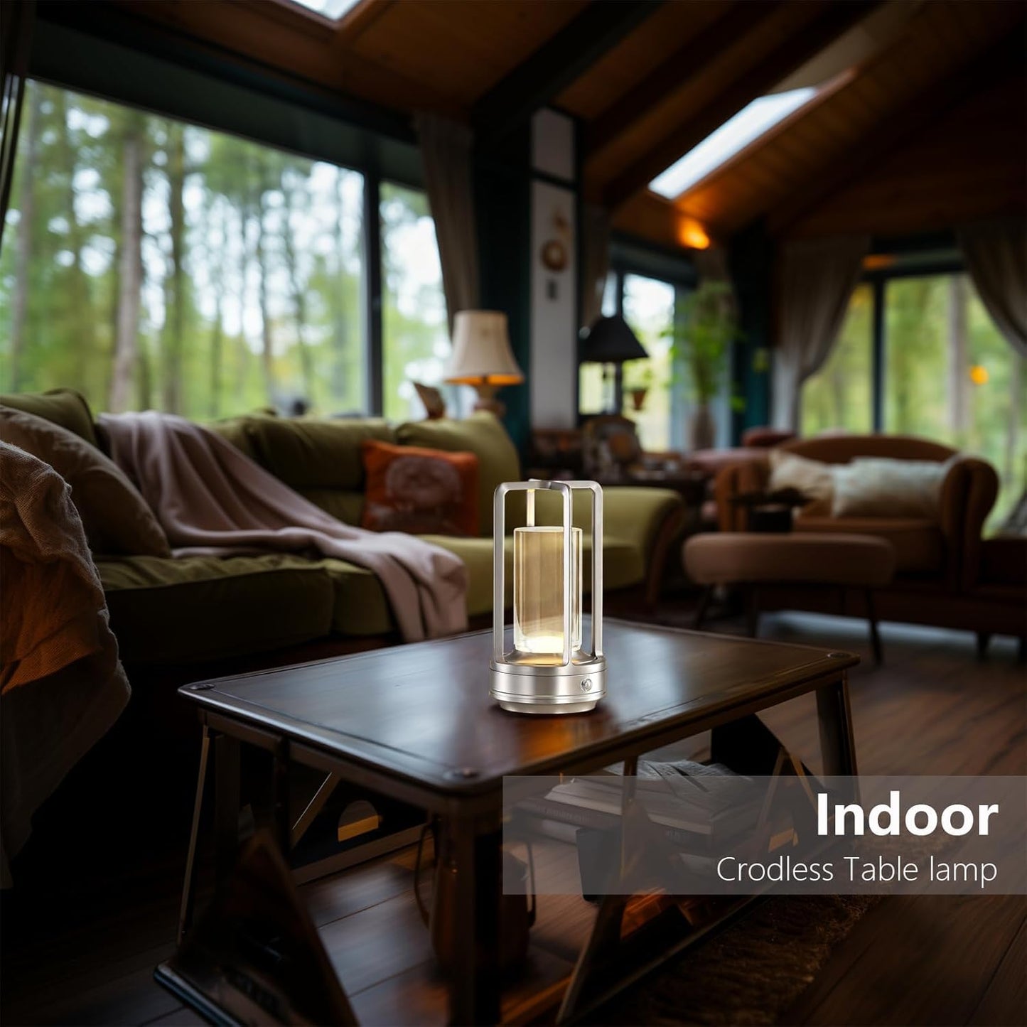 Portable Metal Table Lamp,Rechargeable Cordless LED Lamp for Indoor Outdoor, 3 Colour 4000MA Infinitely Dimming Battery Powered Small Desk Lamp, Restaurant Bedroom Bar Coffee Shop Camping Light-Silver