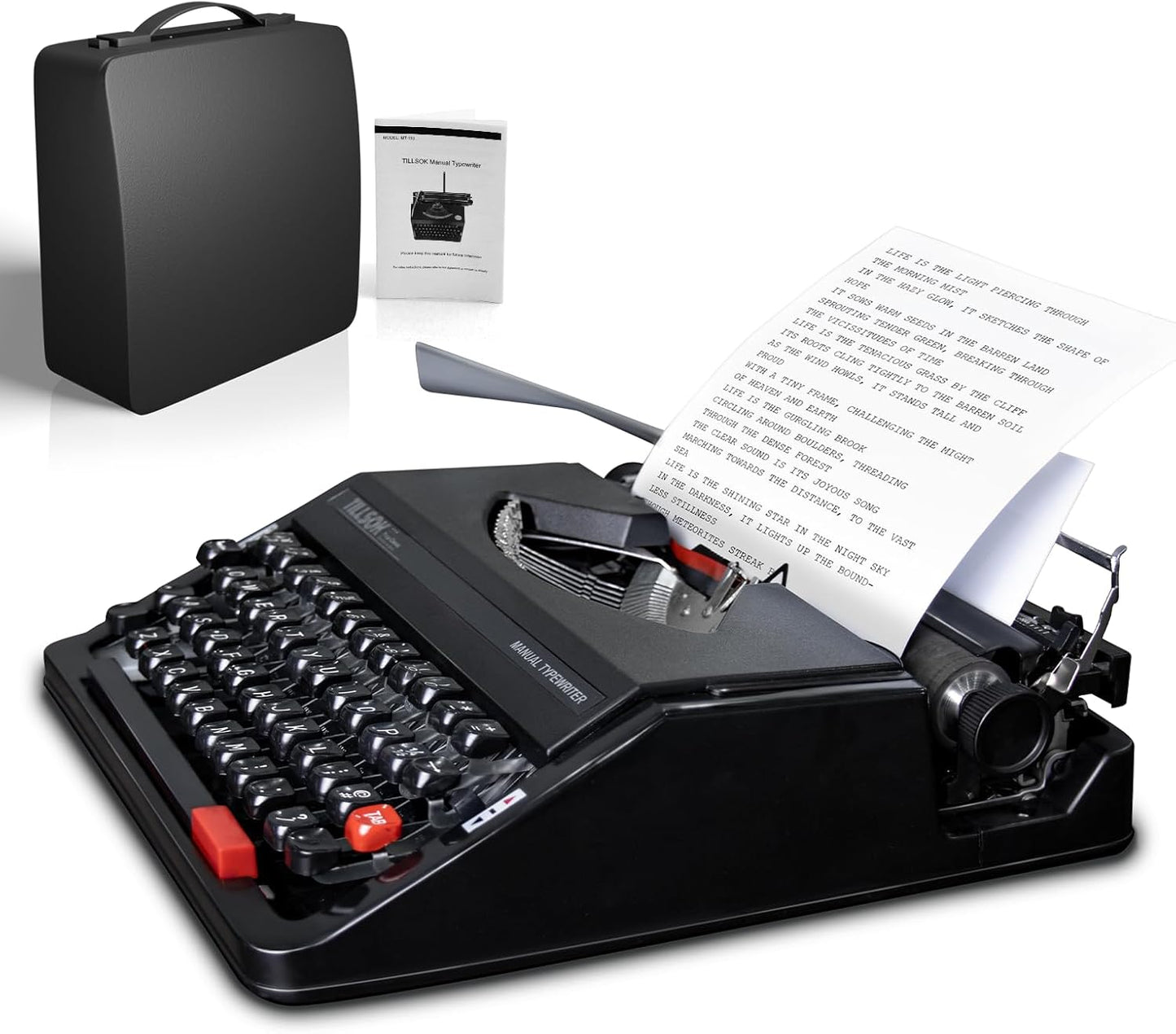Manual Typewriter Machine – Vintage Portable Typewriter for Typing Letters – Classic Black Type Writer for Kids, Authors, and Retro Enthusiasts – Gift for Writers and Collectors