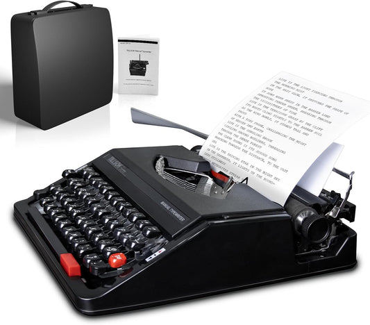 Manual Typewriter Machine – Vintage Portable Typewriter for Typing Letters – Classic Black Type Writer for Kids, Authors, and Retro Enthusiasts – Gift for Writers and Collectors