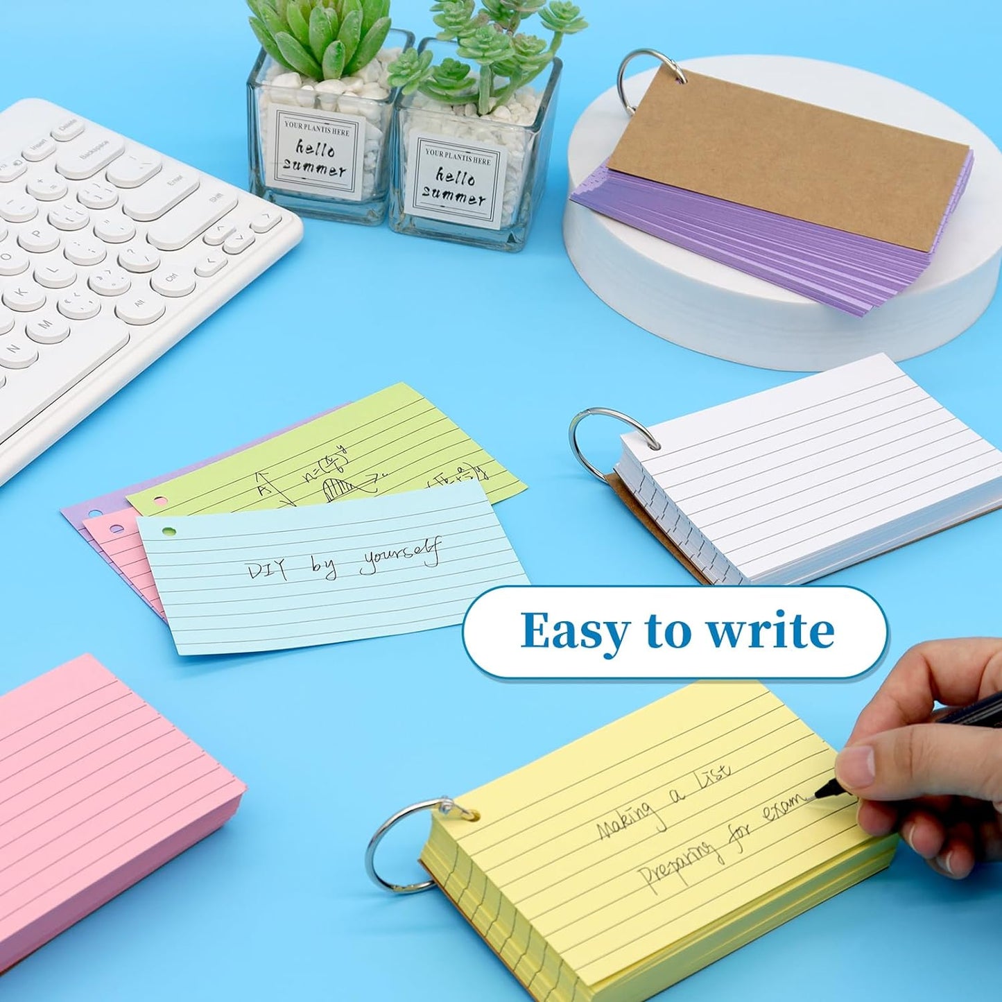 800 PCS Index Cards 3x5 Inches Colored Flash Cards with Ring, Punched Lined Flashcards Ruled Index Cards Notecards Study Cards Heavy Note Cards for Studying, Learning, School, College, Memory