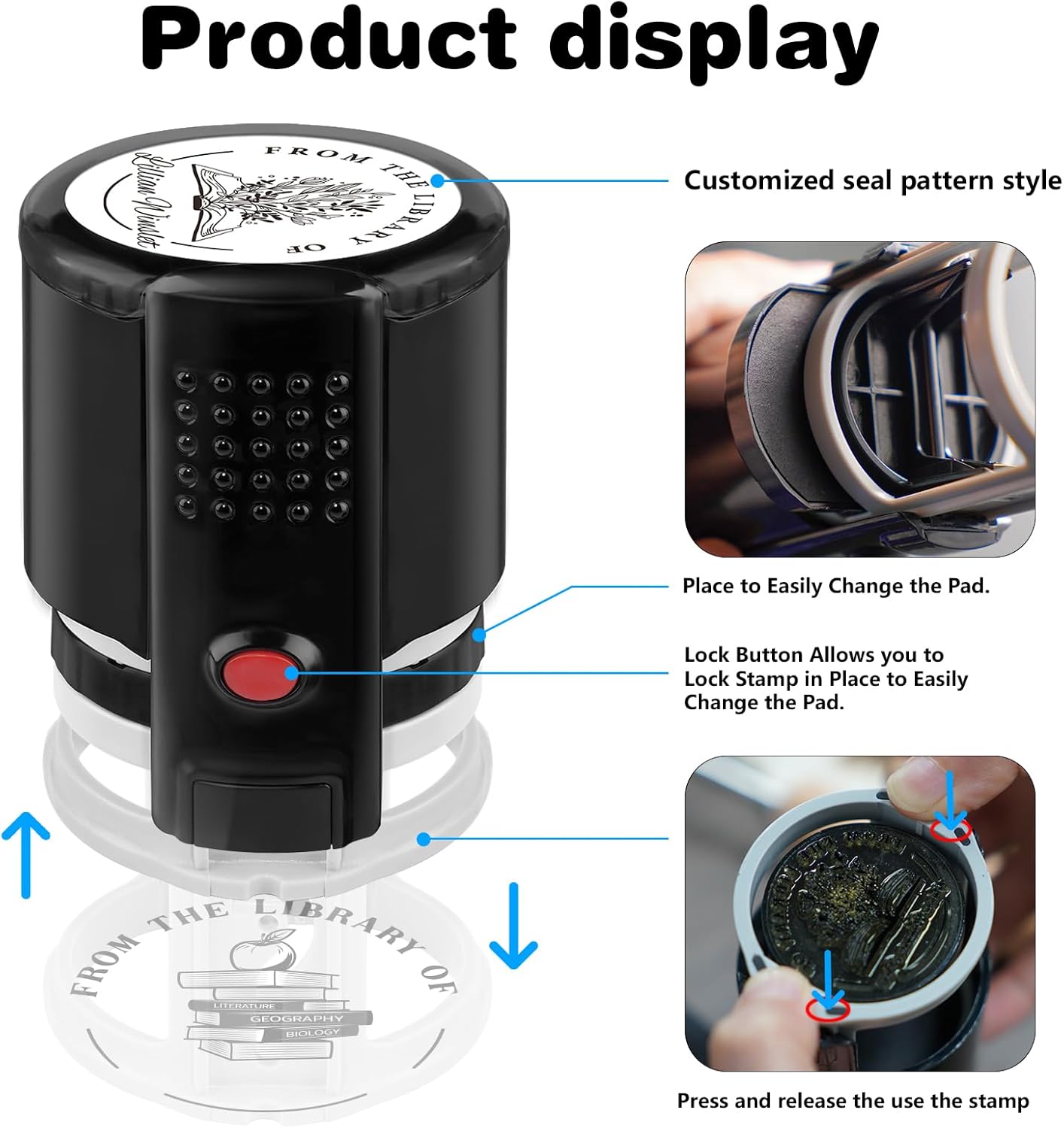 Custom Self-Inking Stamps | Personalized Book Stamp Gift for Book Lovers | 5 Ink Colors (Style08)