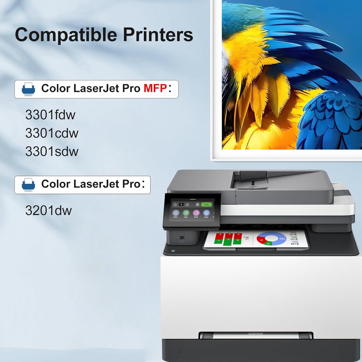 218A 218X Toner Replacement for HP 218A Toner Cartridges 4 Pack - W2180A 218X W2180X for 3301FDW Toner High Yield to use with HP Color Laserjet Pro MFP 3301FDW 3301CDW 3301SDW| 3201DW, NO CHIP(4 Pack)