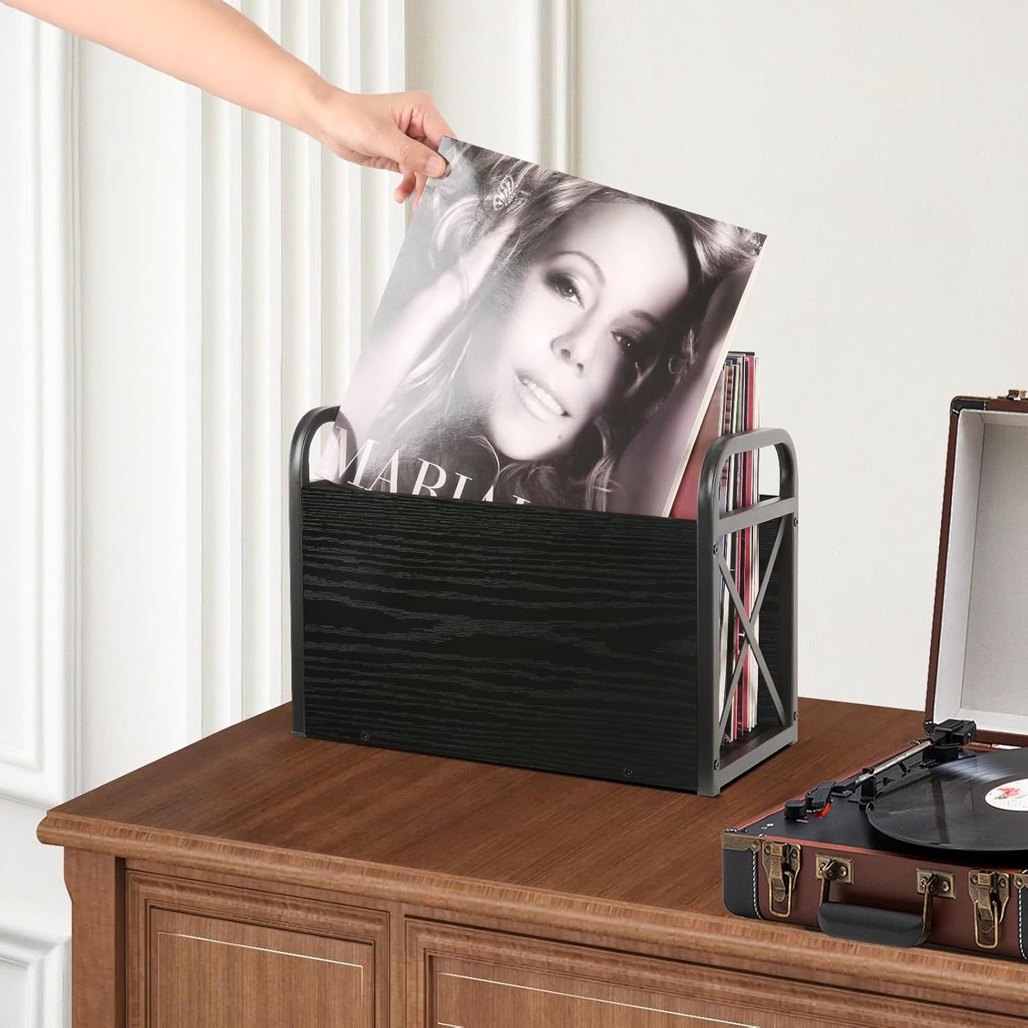 YINMIT Magazine Holder, Magazine Rack Floor, Magazine Storage Basket, Folder Organizer Bin for Books, Newspapers, Tablets (Black)