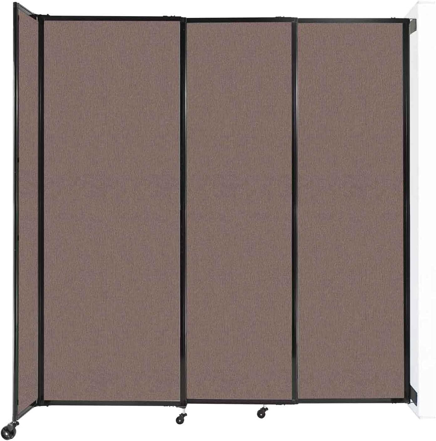 Wall-Mounted Sliding StraightWall Room Divider | Adjustable Widths | Locking Wheels | Room Separator | Up to 7'2" Wide x 7'6" Tall Latte Fabric Panels