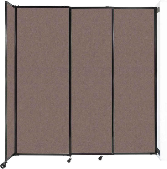 Wall-Mounted Sliding StraightWall Room Divider | Adjustable Widths | Locking Wheels | Room Separator | Up to 7'2" Wide x 7'6" Tall Latte Fabric Panels