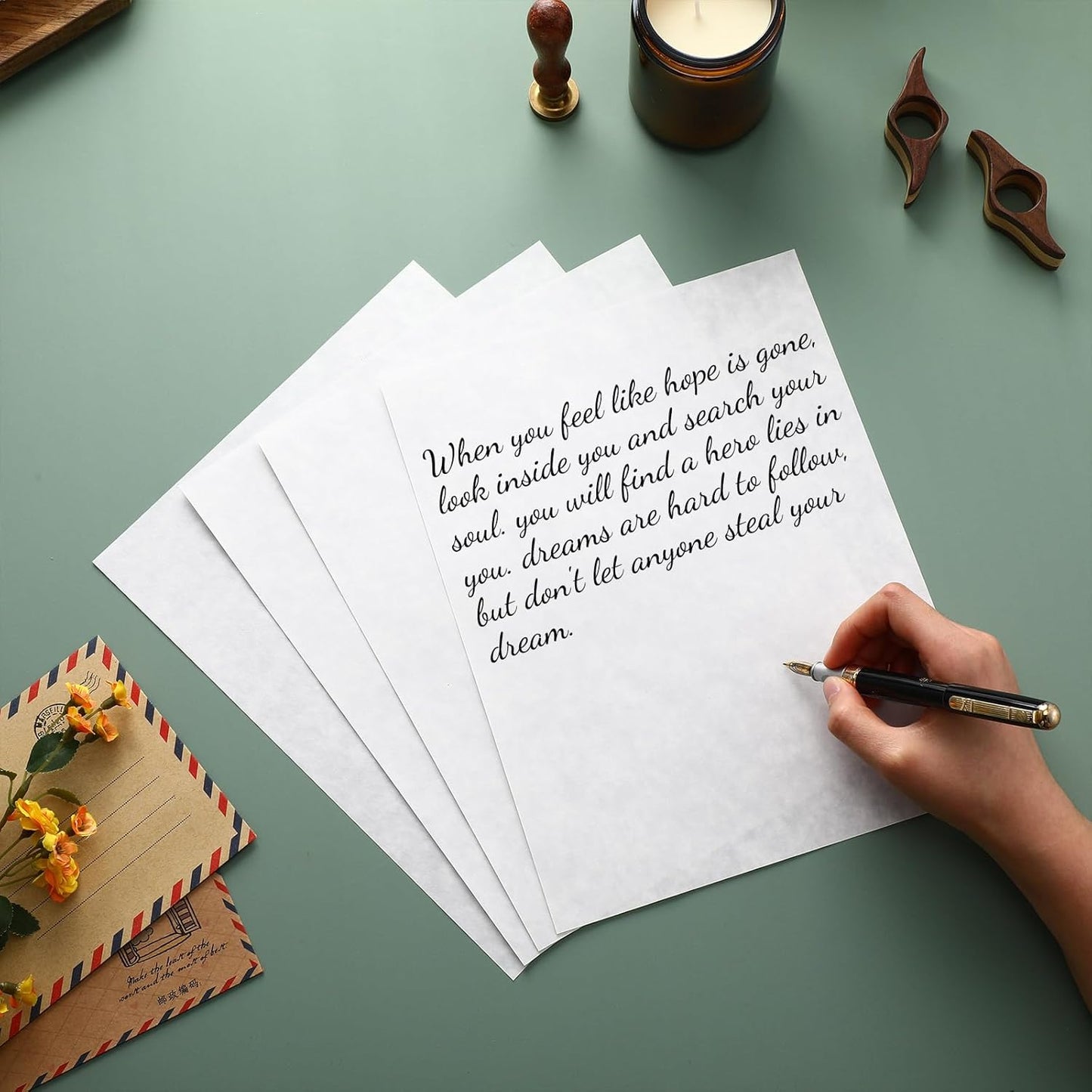 Epakh 200 Sheets Old Age Parchment Paper 8.5 x 11 Inch Standard Letter Vintage Colored Old Parchment Semblance Double Side Printing Paper(Blue)