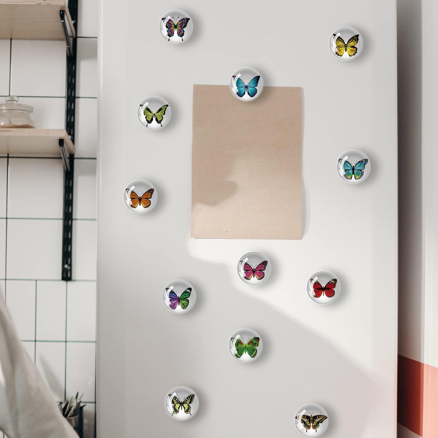 12Pcs Glass Strong Refrigerator Magnet Fridge Sticker,Butterfly Crystal Fridge Magnets Decoration for Crafts,Strong Fridge Magnets for Kitchen, School,Office Whiteboard, Cabinet and Dishwasher