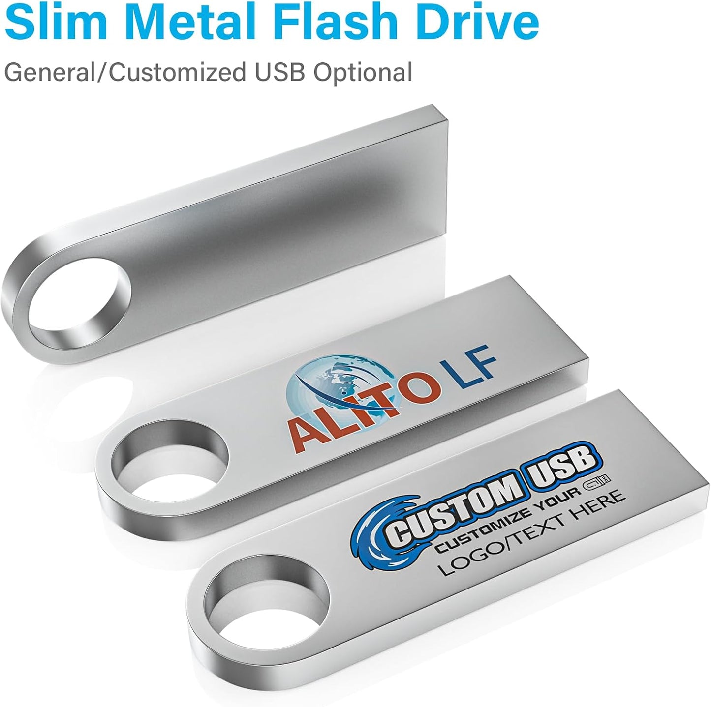 ABLAZE 1GB Flash Drive 2 Pack, Metal USB 2.0 Thumb Drives with Keychains USB Stick Pendrive (Sliver)