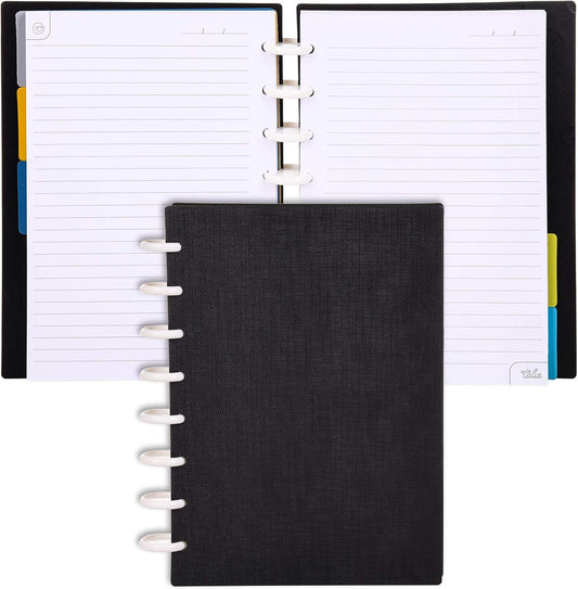 Talia Discbound Notebooks, Planner, Customizable, (Black, Junior (5.5in x 8.5in))