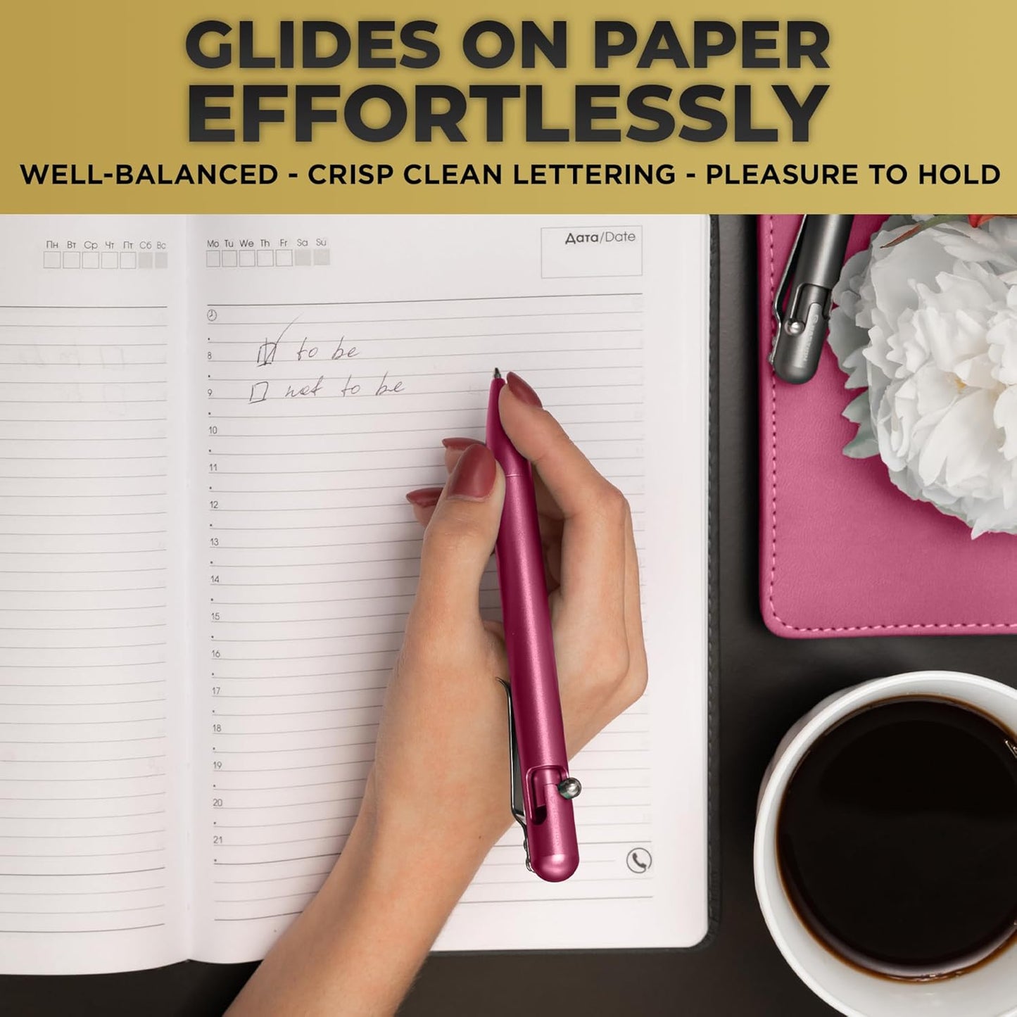 BASTION® Luxury Bolt Action Pen, Durable Professional Ballpoint Pen with Fine Tip, EDC Pen, Ink Refillable Pen for Birthday Gift, Travel Pen for School and Work