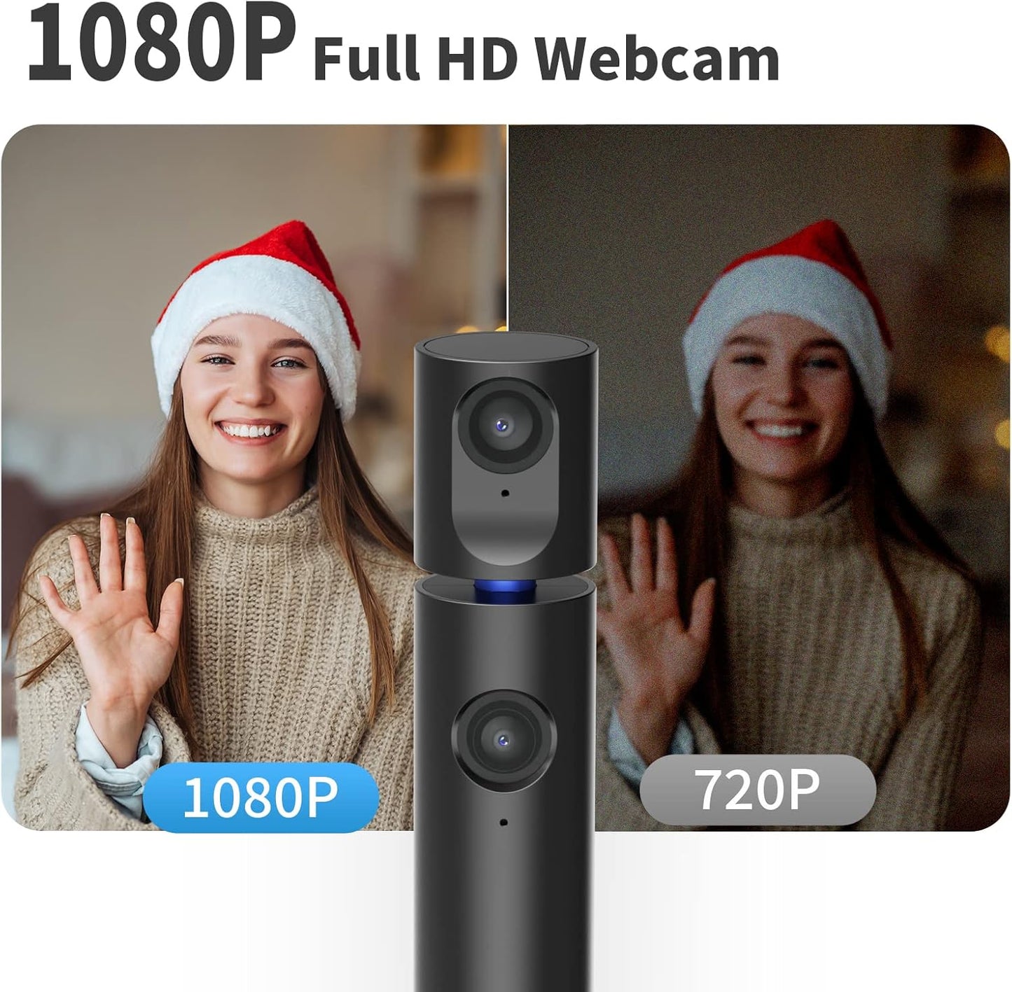 CZUR Halo Streaming Dual Webcam, Professional USB Web Camera 1080P with Microphone, 90° View Computer Camera, Plug & Play, Compatible with Windows/Mac, for Skype/TikTok/YouTube/Yahoo Messenger