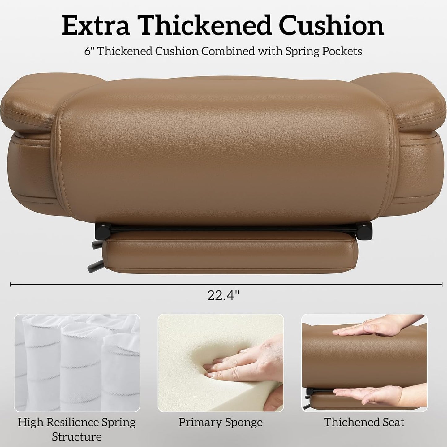 GYI Criss Cross Chair with Wheels, 160°Big and Tall Reclining Office Desk Chair with High Back, Wide Seat, Arms, Footrest, Brown