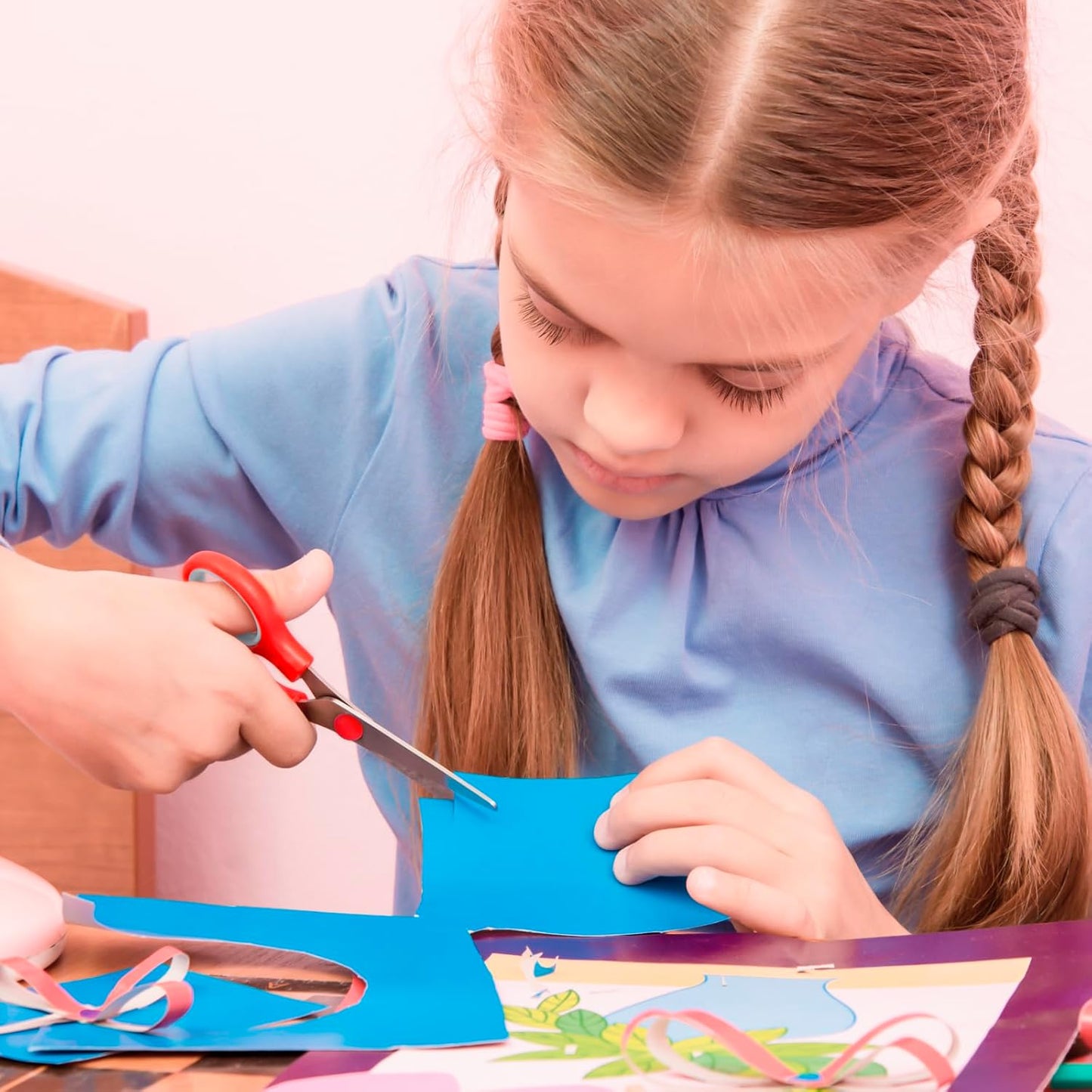 Black 6 Scissors Pack, Rkqoa 8" All Purpose Scissor - High Performance and Designed for Everyday use, Stainless Steel Shears Set with Comfort Grip, Right/Left Handed