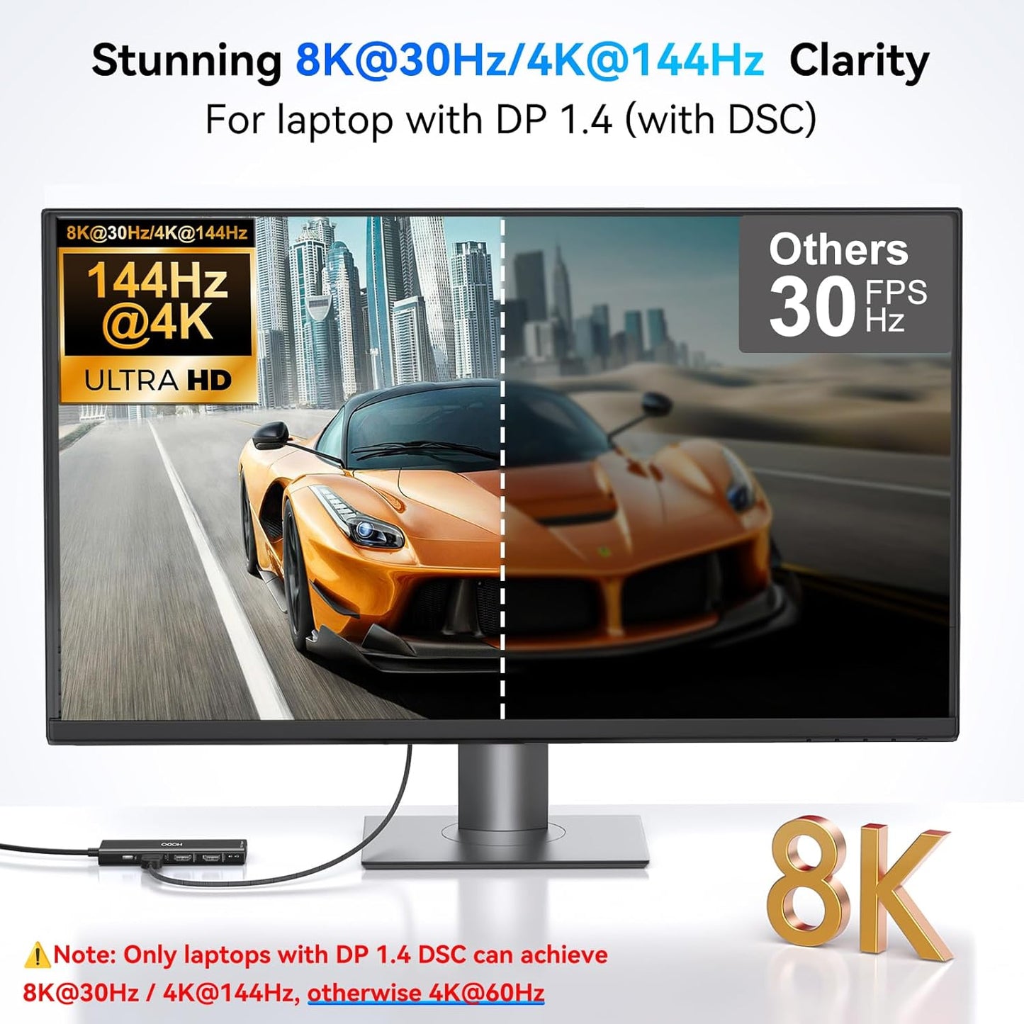 HODO USB C Docking Station Dual Monitor Adapter for Dell HP, Laptop Docking Station 3 Monitors Quad Display USB C Hub Dongle to 2 HDMI 4K,DP 8K, VGA,4 USB,PD, Adapter 9 in 1 Laptop Dongle