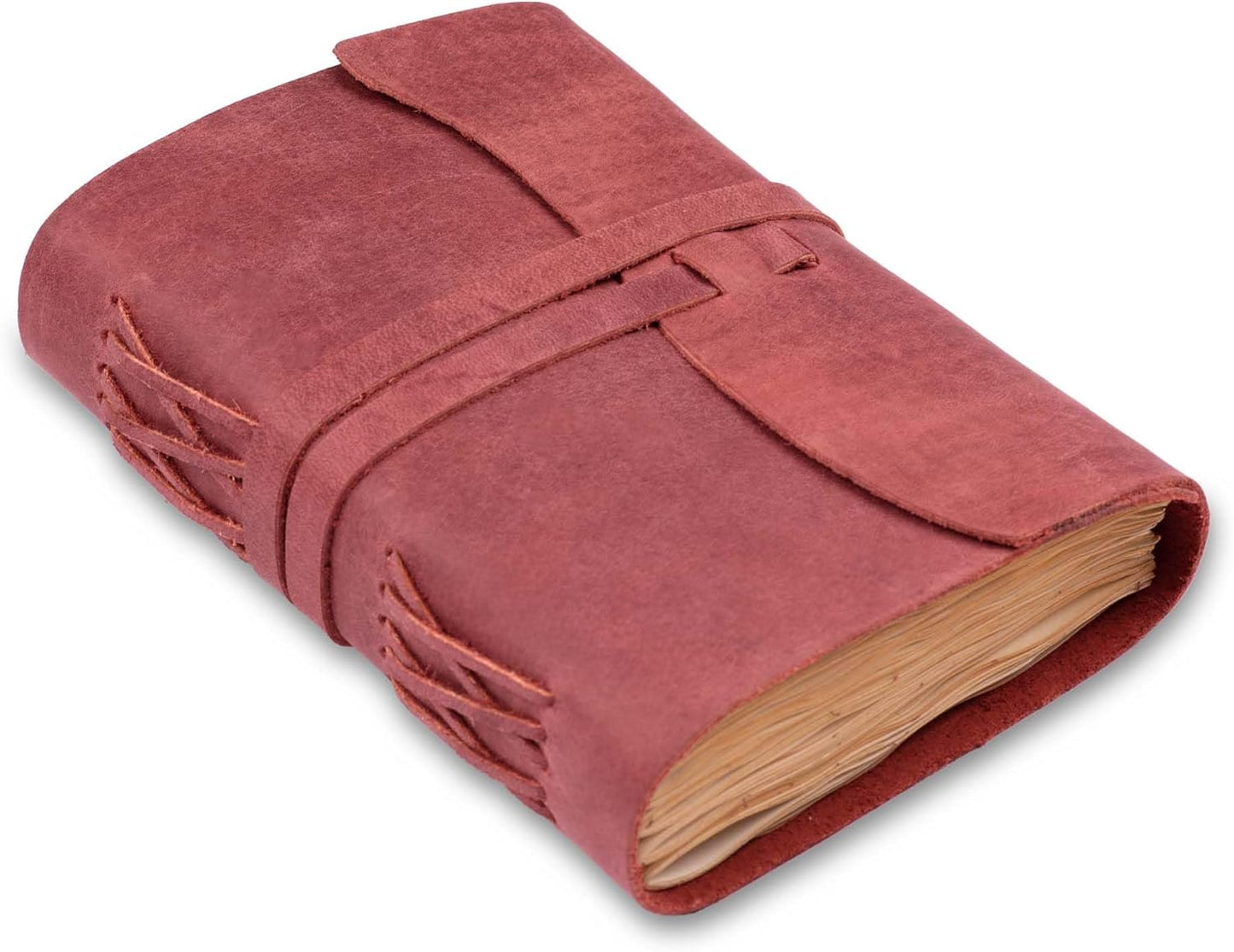 LEATHER VILLAGE Leather Bound Journal - Fuchsia, 11.5"X8.50", 220 Pages - Vintage Blank Paper Diary for Writing, Drawing, Sketchbook, and Travel Notebook - Ideal for Women and Men