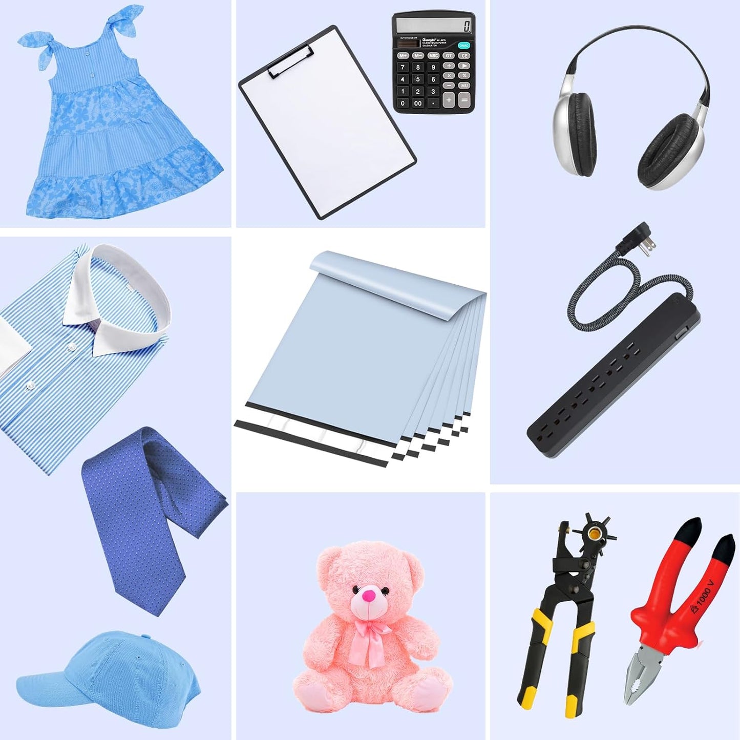 Poly Mailers 10x13 Inch 200 Pcs, Light Blue Shipping Bags, Mailing Envelopes with Self Seal Adhesive Strip, Waterproof and Tear-Proof Poly Bags for Non-Fragile Items
