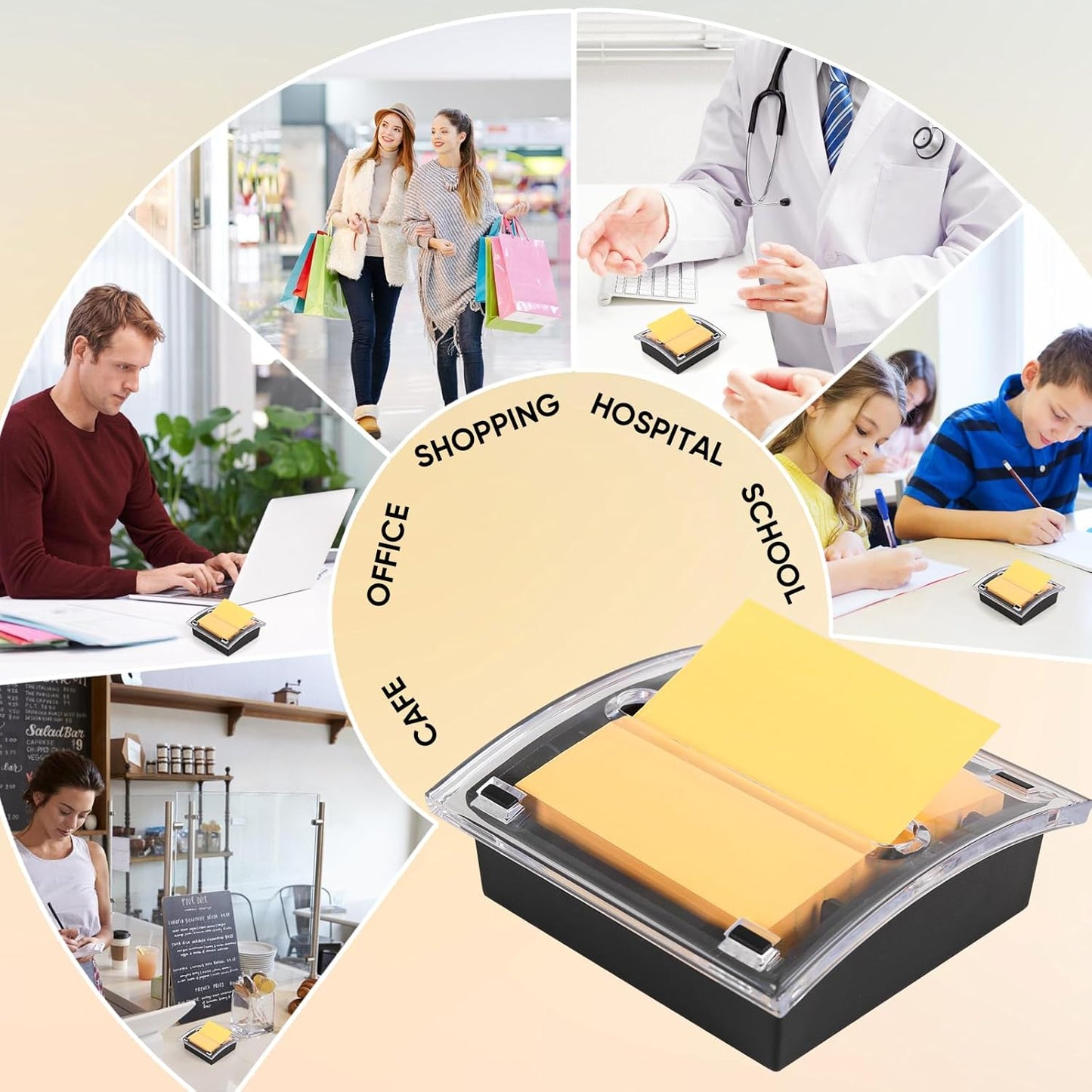 8 Pcs Pop Up Note Dispenser，Sticky Note Holder ，3 x 3 Inch，Clear Top and Black Base Sticky Notes Dispenser for School Office Home Store Classroom Desk Supplies