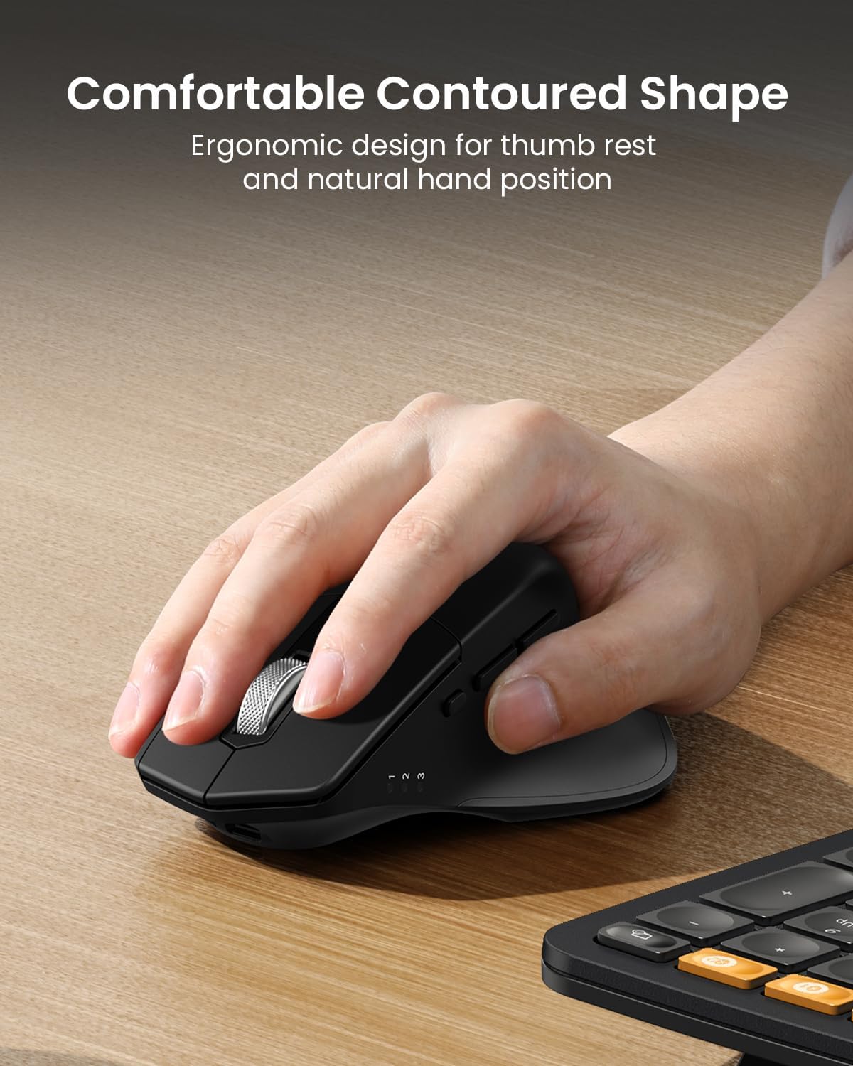 ProtoArc Ergonomic Wireless Keyboard Mouse, EKM01 Plus Full Size Ergo Bluetooth Keyboard Mouse Combo, Split Design, Wrist Rest, Multi-Device, Rechargeable, for Windows/Mac OS - Black