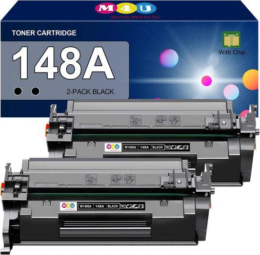 148A Black Toner Cartridges Compatible 148A W1480A 148X W1480X(with Chip) for Pro 4001dw 4001dn 4001n MFP 4101fdw 4101fdn Printer(2 Pack)