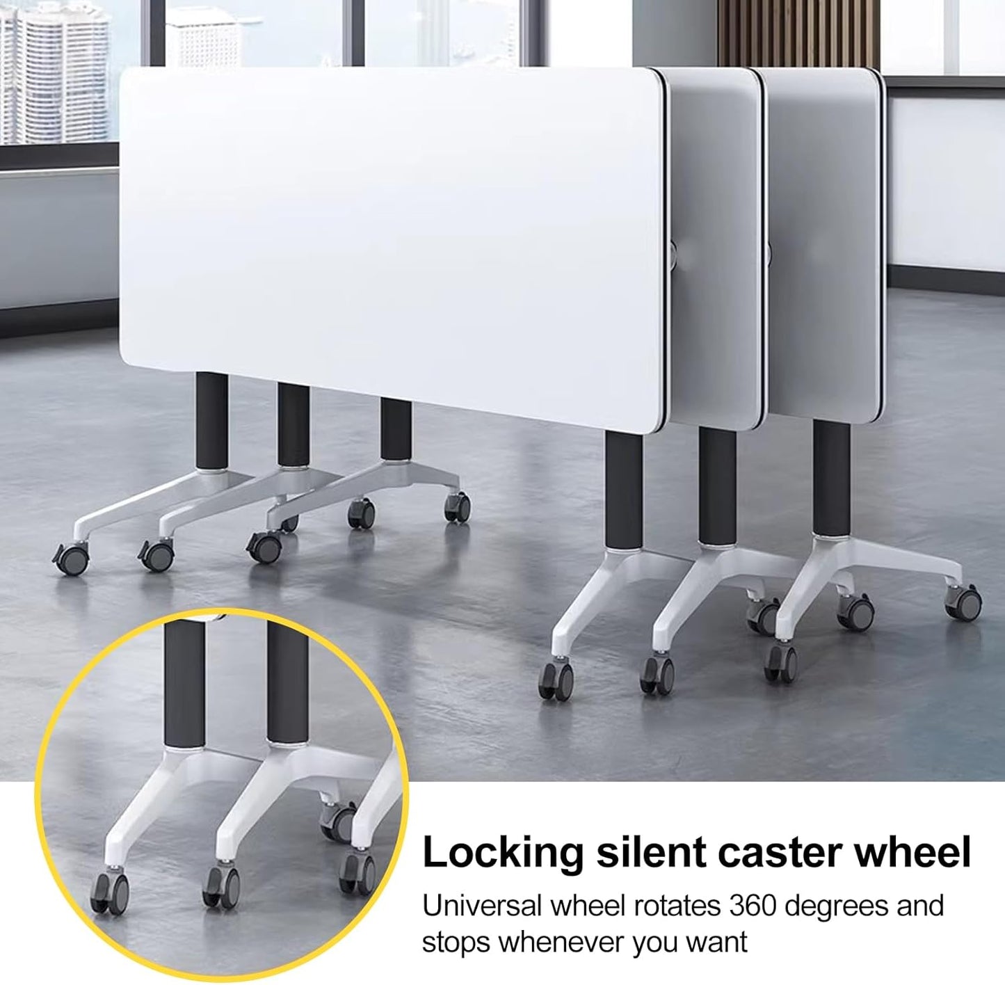 Conference Room Table with Flip-Top Design for Dynamic Meetings, Business Table Computer Desk with Heavy-Duty Frame,Foldable Seminar Meeting Tables for Home Office (6, E, 70.8IN)