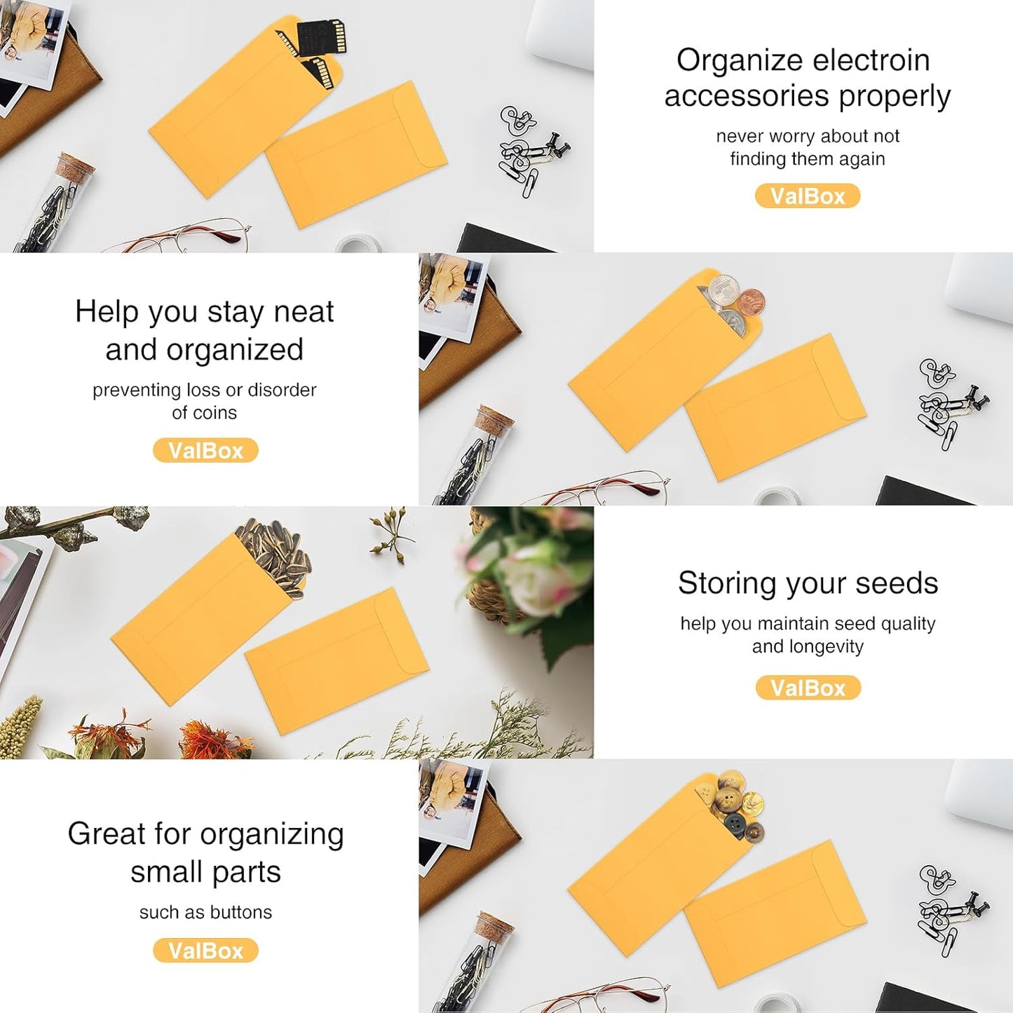 ValBox Coin Envelopes Small Parts Envelope with Gummed Flap for Home, Garden or Office Use, Kraft Seed Envelopes 500 per Box (Brown, 3 (2.5x4.25 Inches))