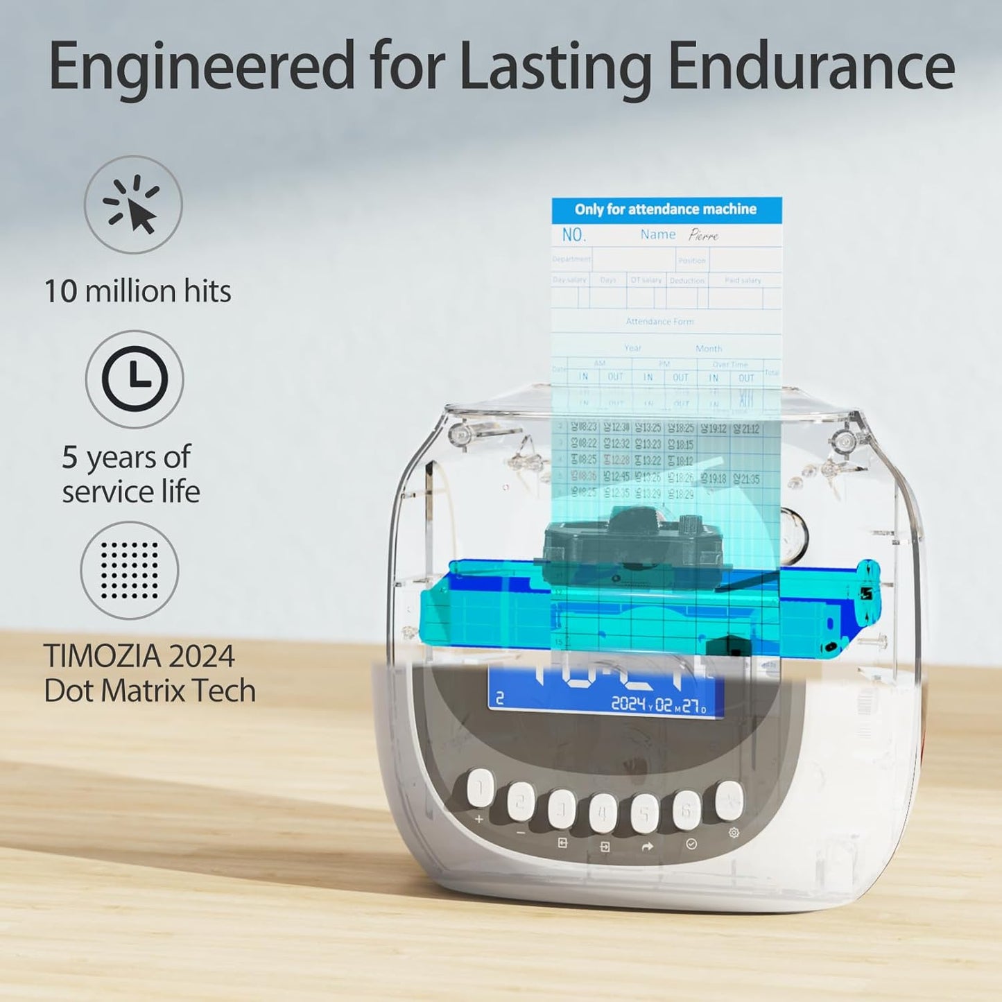 Time Clocks for Employees Small Business, Auto-Align Time Clock, 6 Punches per Day Time Machine, Clock in Machine for Employees with 100 Time Cards, 2 Ink Ribbons and 4 Racks(Military time)