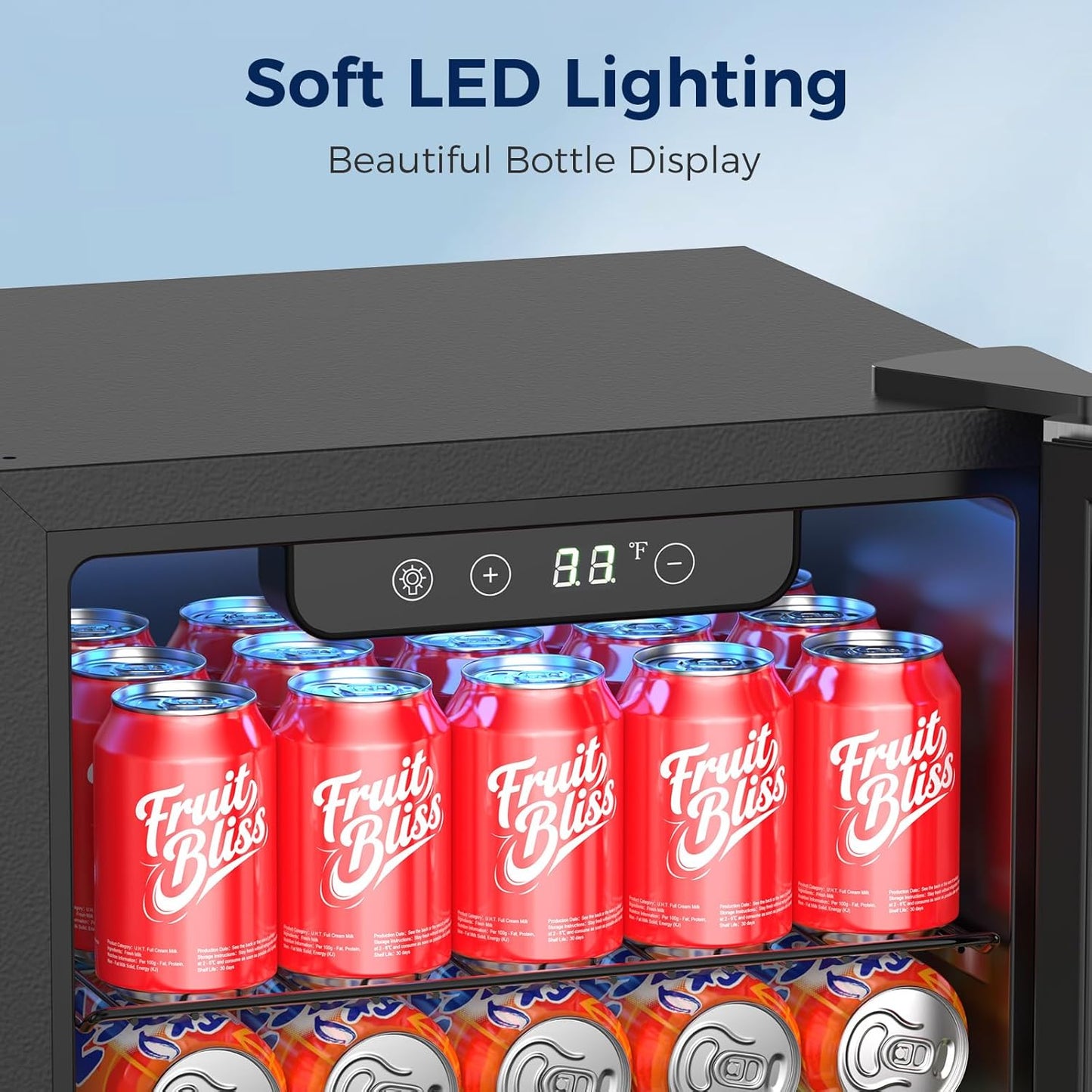 Beverage Refrigerator, 50 Cans Mini Fridge Cooler, ETL Approved 1.3 Cu.ft with Glass Door, Adjustable Shelves, Digital Temperature Freestanding Small Drink Fridge Soda Beer or Wine for Home Dorm Bar