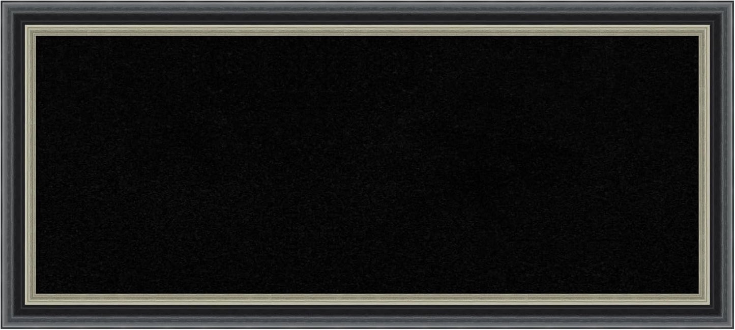 Amanti Art Black Cork Board for Wall, 15x33 Vision Board with Black Wood Frame, Medium Corkboard Office Decor for Home Organization, Modern Corkboard Pinboard to Display Items for Home Organization