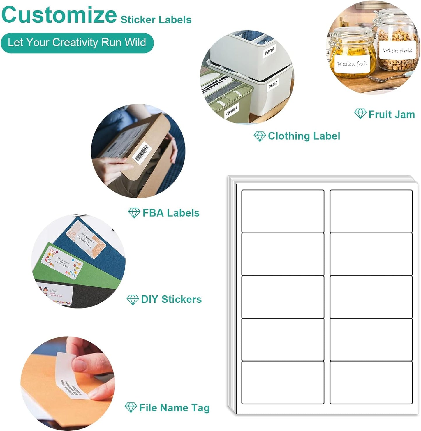 MFLABEL 2x4 Shipping Address Labels - 500 Count, 50 Sheets for Printer - 10-UP Internet Mailing Stickers - 2" x 4" FBA Labels for Laser/Inkjet Printer