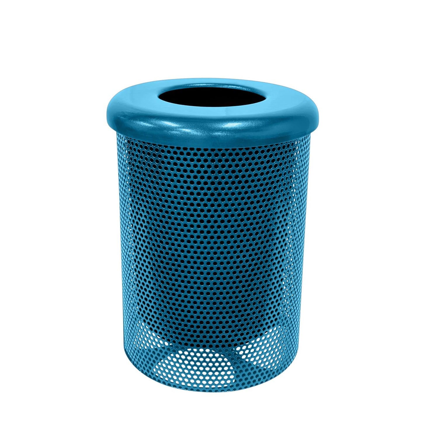RFT-P-LBL Heavy Duty Round Trash Receptacle with Flat Top, Liner Included, 32 Gallon, Light Blue, Made in America