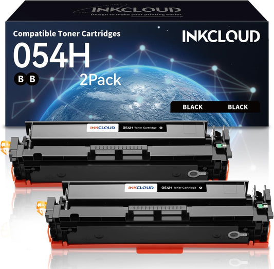 INKCLOUD 054H Black Toner 2-Pack with Chip Compatible Canon 054H 054 Black Toner Work with Canon Color ImageClass MF644Cdw MF642Cdw LBP622Cdw MF642c MF641cw Printer (Black, 2-Pack)
