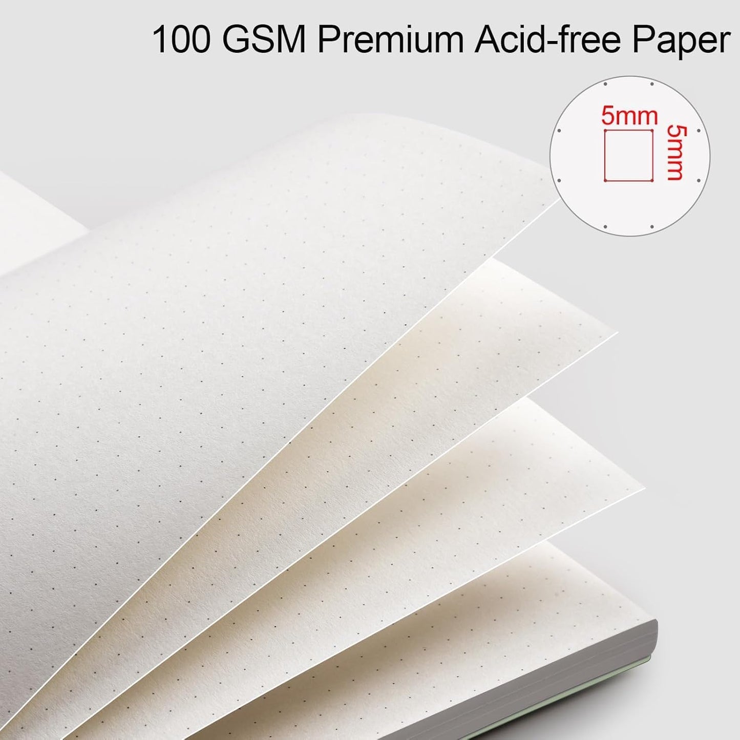 AHGXG Bullet Dotted Journal - Dot Grid Spiral Notebook A5, 160 Pages, 100 GSM Thick Paper, Waterproof Plastic Cover Journals for Bullet Journaling, Sketching, 5.7" x 8.3", Sage Green