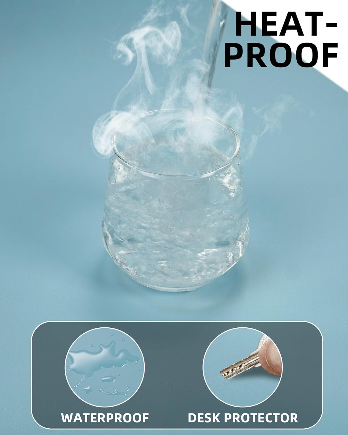 Leather Desk Pad Protector, Mouse Pad, Office Desk Mat, Non-Slip PU Leather Desk Blotter, Laptop Desk Pad, Waterproof Desk Writing Pad for Office and Home (Teal, 31.5" x 15.7")