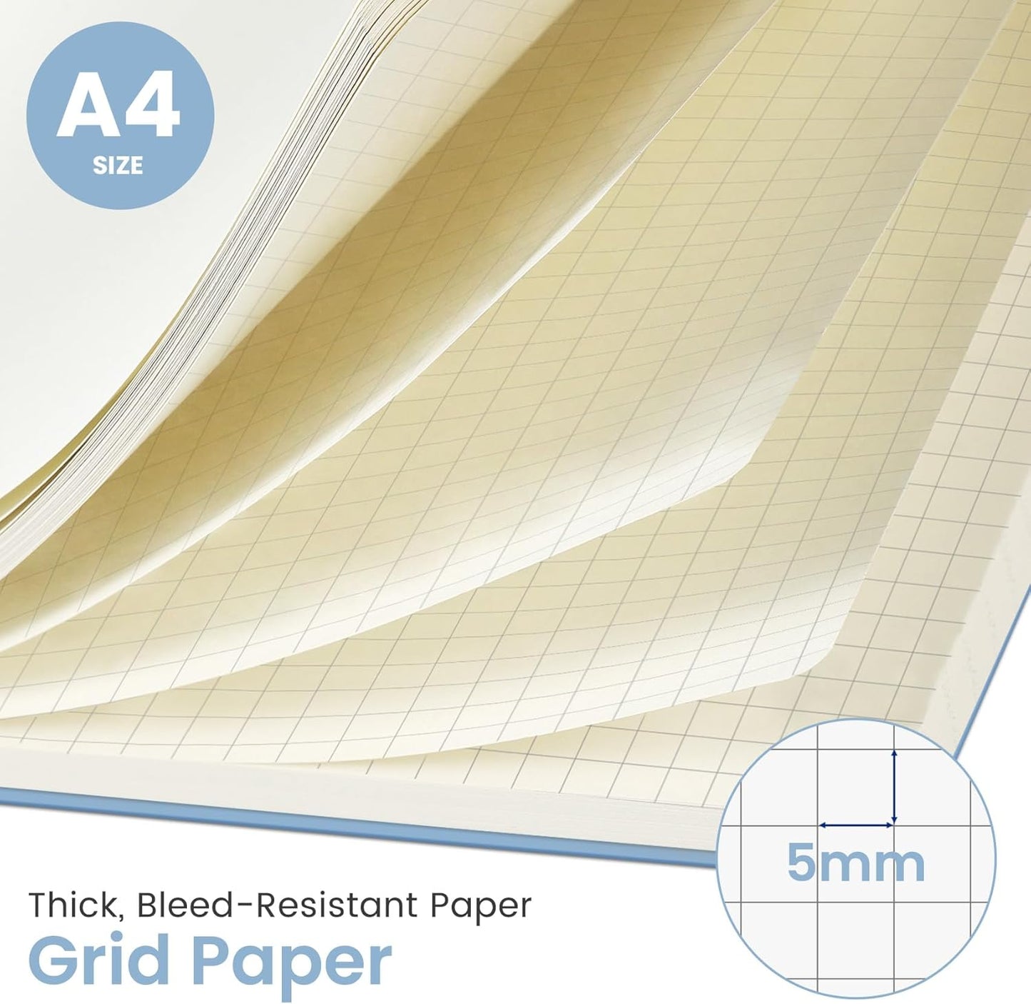 Taja Spiral Graph Notebook, 8.5"x11" Notebooks for Work, Large A4 Journal for Women & Men, Grid Notebook, Journaling Notebook for Writing, Plastic Cover Spiral Journal, Blue