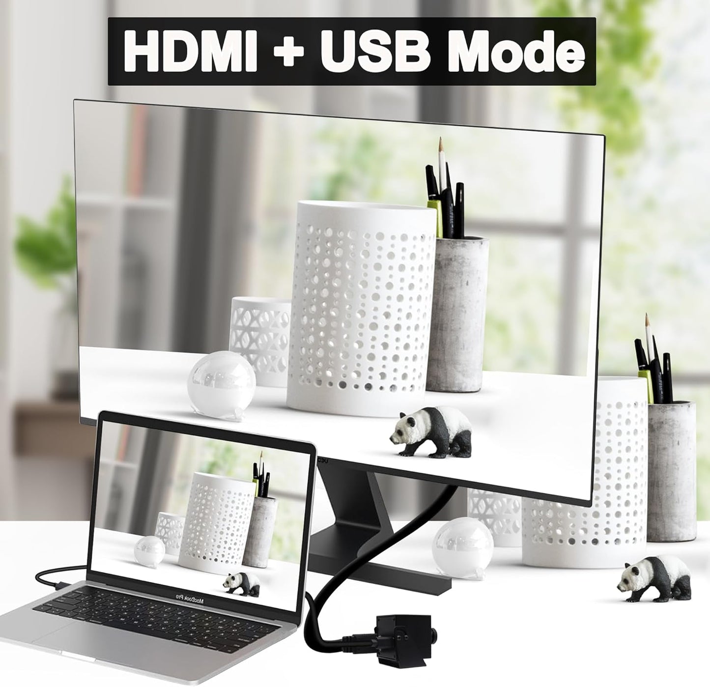 SVPRO 4K Webcam - USB HDMI Dual Output for Computer/Monitor/Projector/TV, Wide Angle Distortion-Free Streaming Webcam H.264 Security Camera