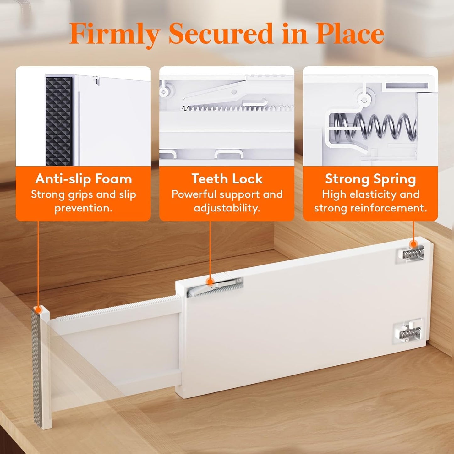 Lifewit 12 Pack Drawer Dividers Plastic 5" High, 13.5-22" Adjustable Drawer Organizers for Clothes, Expandable Dresser Separators in Bedroom/Bathroom/Kitchen/Fridge/Office Organization and Storage
