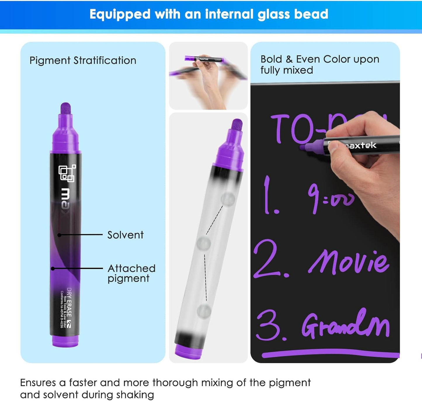 maxtek Neon Dry Erase Markers for Glass,Window Markers for Dry Erase Board,Chalkboard,LED Note Board,Acrylic Refrigerator Calendar,Bullet Tip,Low Odor,Assorted Colors,9 Count