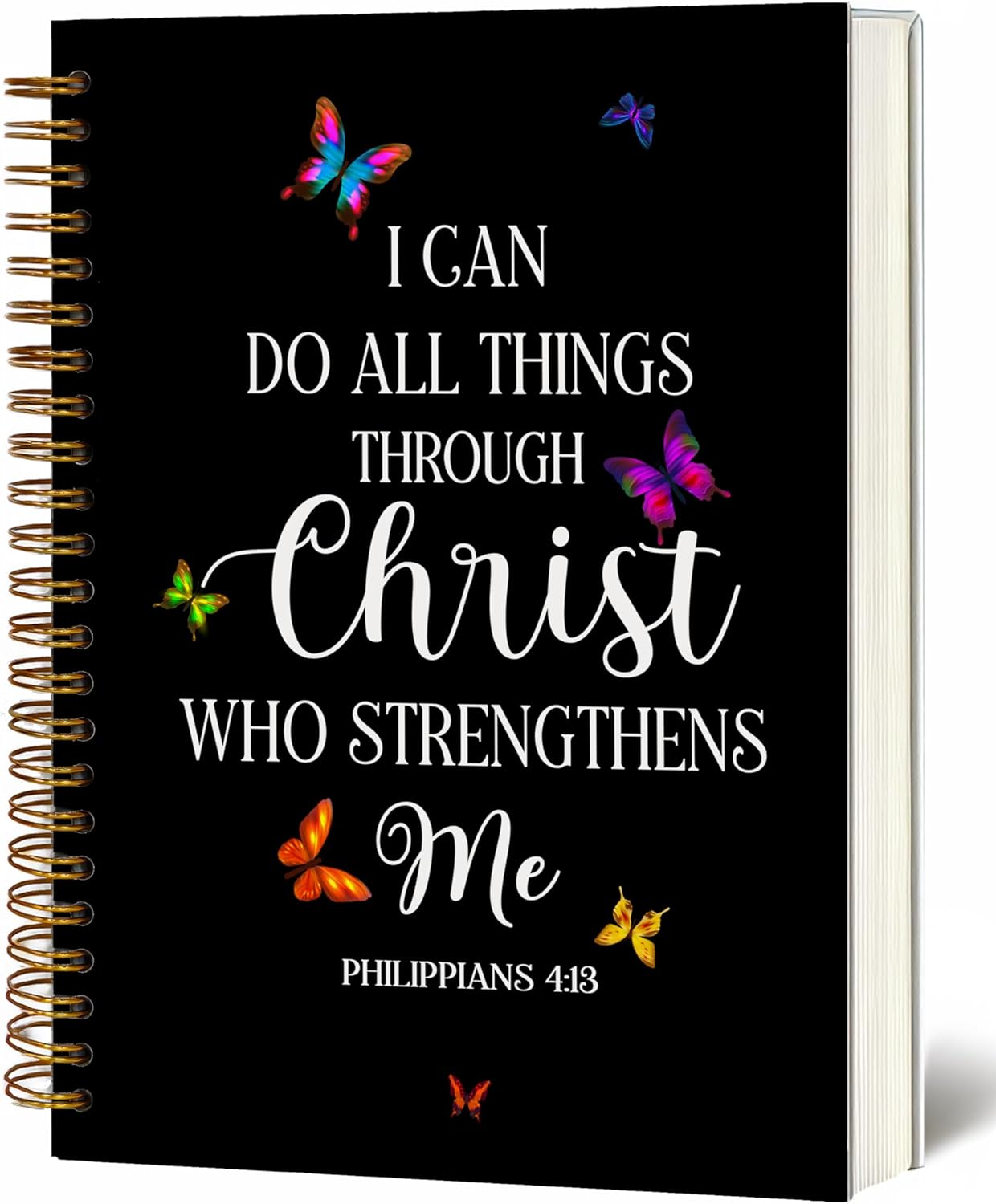 Bible Notebook, A5 Spiral Christian Journal Notebook,I Can Do All Things Through Christ Who Strengthens Me, Inspirational Notebooks for Women, Bible Study, Gift for Birthday Christmas, Office Supplies