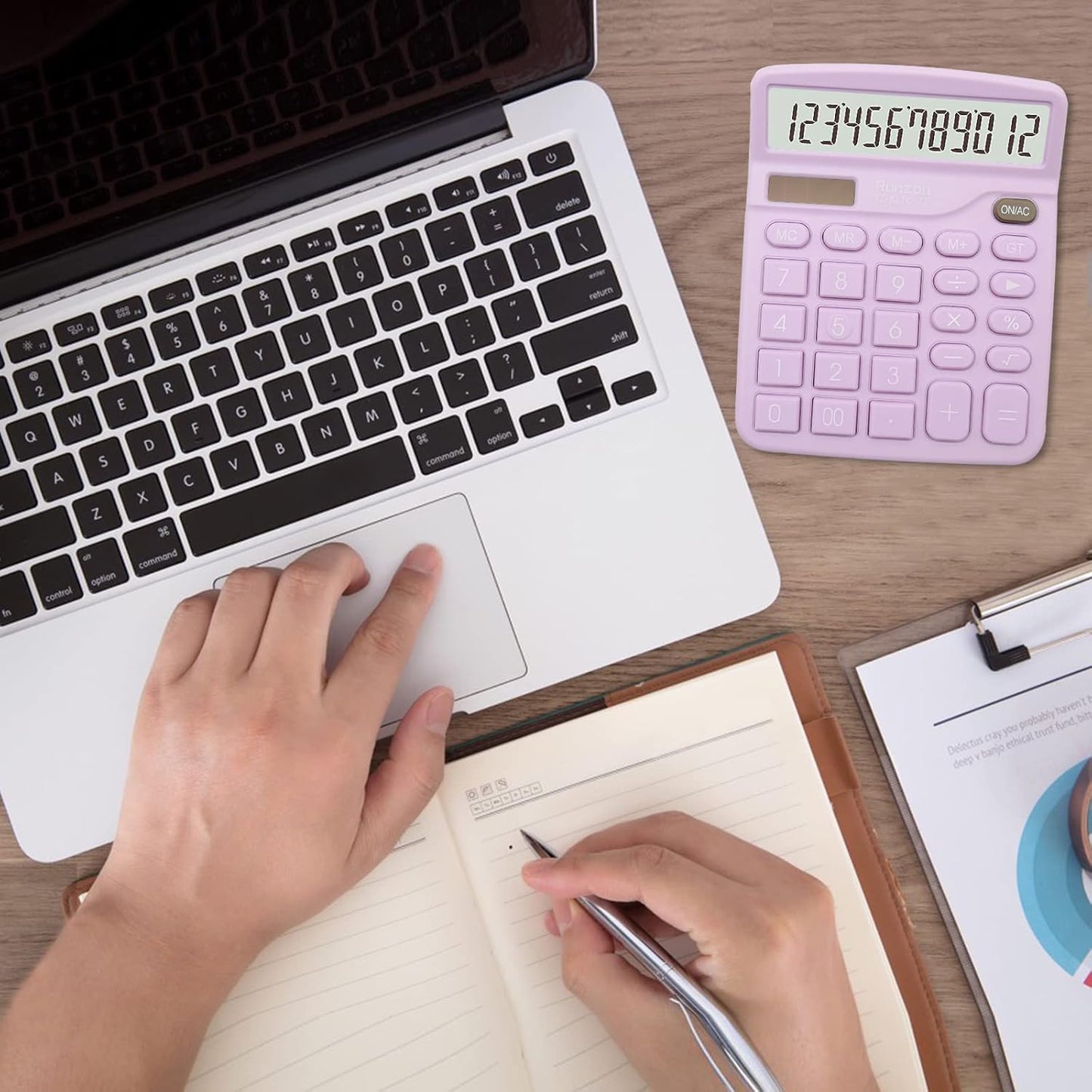 Purple Desktop Calculator - 12 Digit with Large LCD Display, Office Supplies with Sensitive Buttons