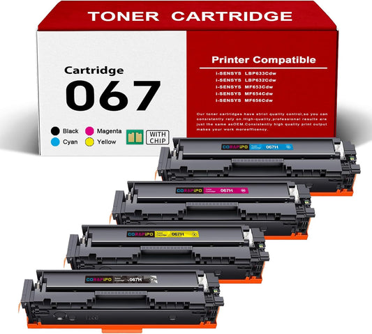 Compatible 067/067H Toner Cartridge Set High Capacity Replacement for Canon 067H/067 Toner Work with ImageClass MF656Cdw MF653Cdw MF654Cdw LBP632Cdw LBP633Cdw Printers(067 Toner ,4Pack)