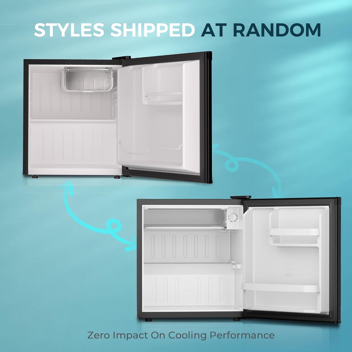 EUHOMY 1.7 Cu.Ft Mini Fridge with Freezer, Reversible Single Door Compact Refrigerator, Adjustable Thermostat, Energy Saving, Mini Fridge for Bedroom, Office, Dorm, Black