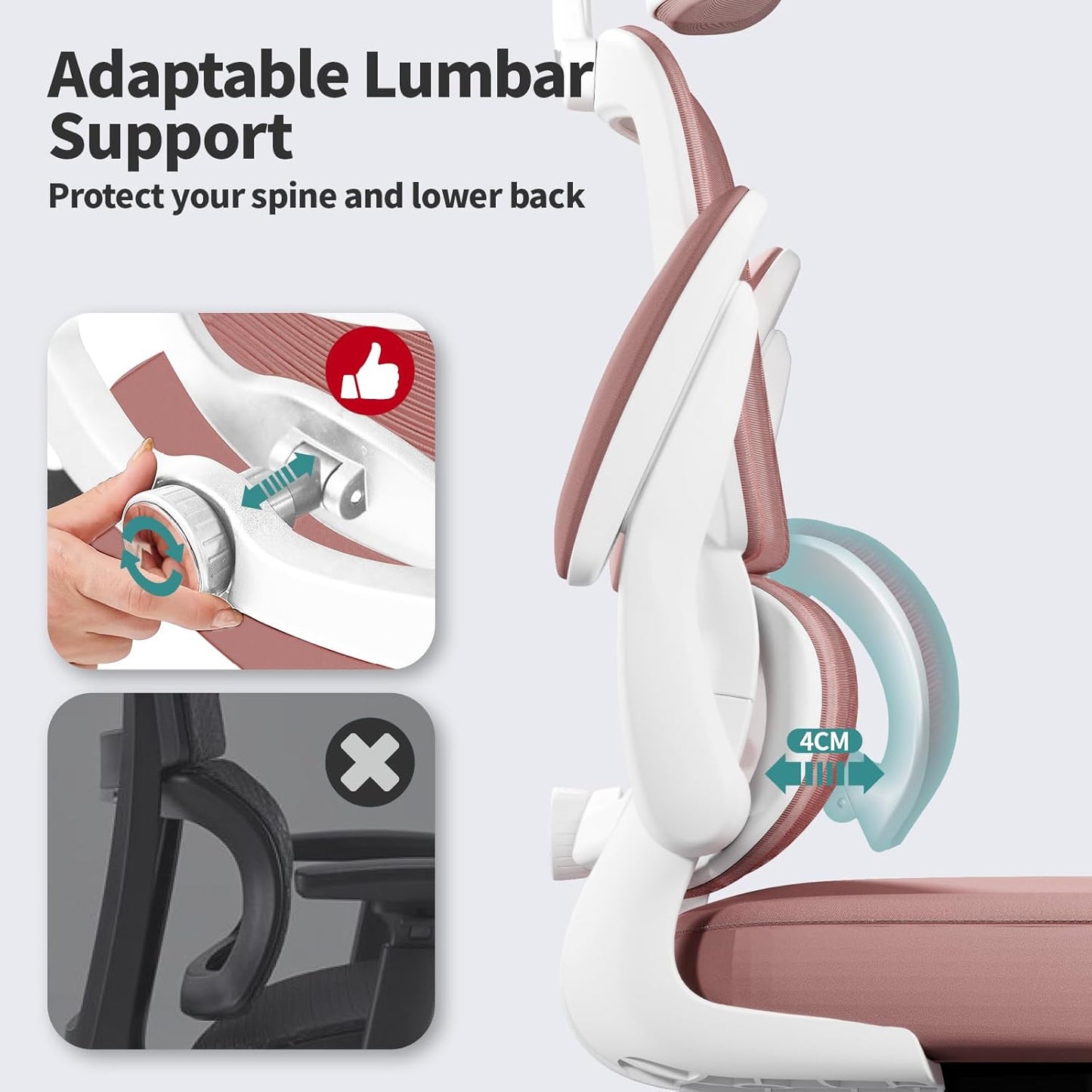 TRALT Office Chair Ergonomic Desk Chair, 330 LBS Home Mesh Office Desk Chairs with Wheels, Comfortable Gaming Chair, High Back Office Chair for Long Hours (Pink)