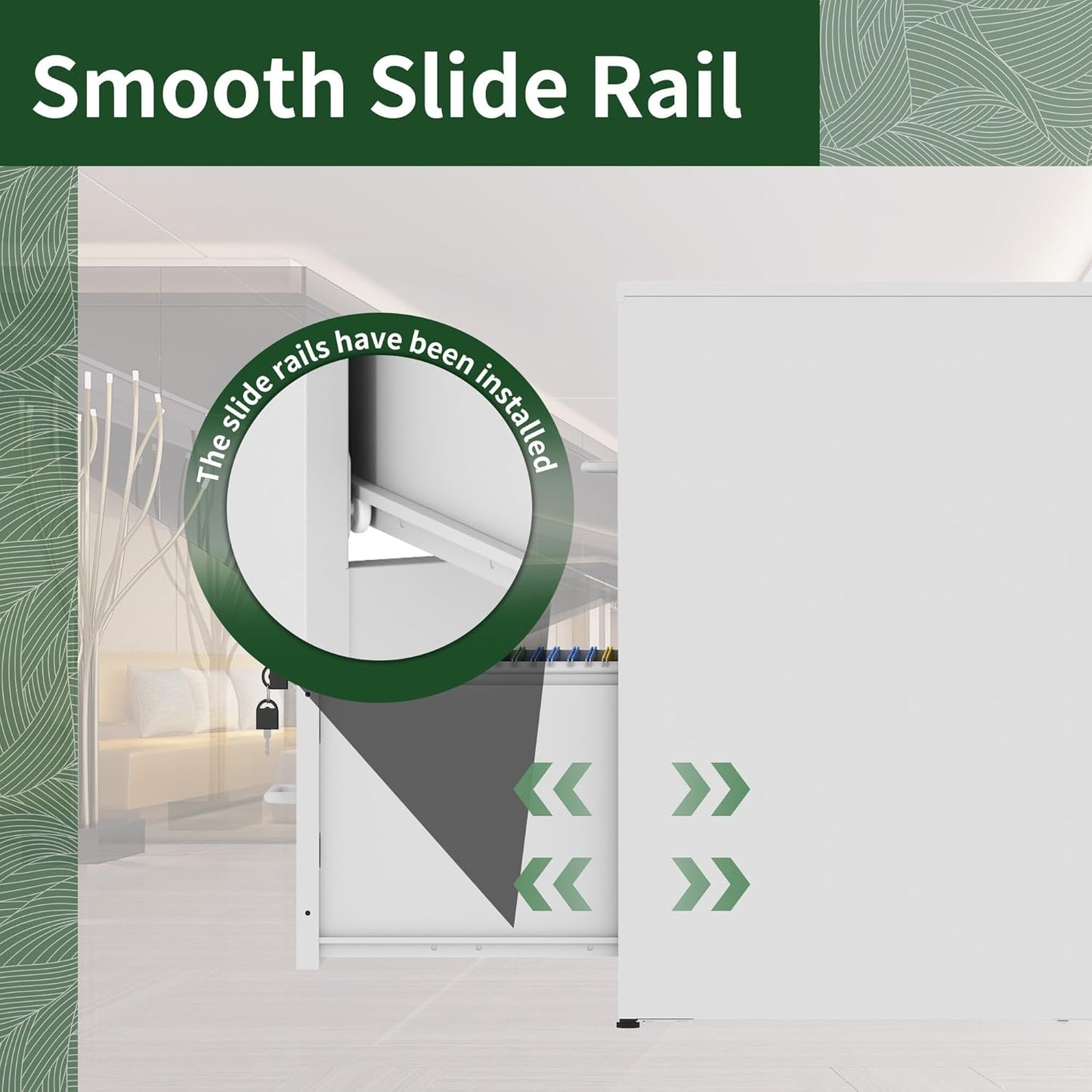 2 Drawer File Cabinet with Lock, Vertical File Cabinet with Lock, Locking File Cabinet Hanging Files for A4/ Legal/Letter,White