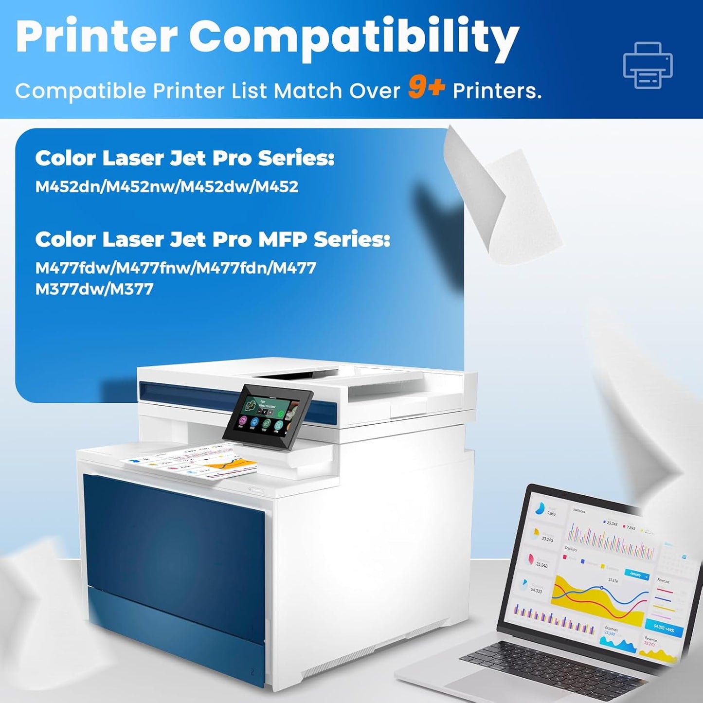 410A Toner Cartridges Color Laser Jet Pro M452 MFP M477 M377 series Compatible for HP 410A 410X Toner Cartridges 2 Pack for HP410A for Color Pro M452dw M452nw MFP M477fdw M477fnw M452dn M377dw M477fdn