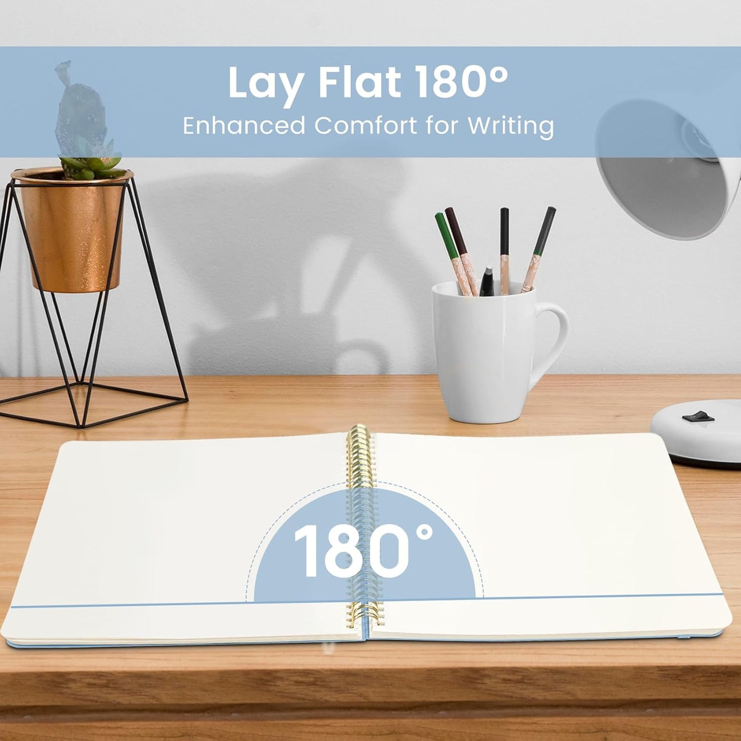 Taja Spiral Blank Notebook, 8.5"x11" Notebooks for Work, Large A4 Journal for Women & Men, Sketch Journal, Journaling Notebook for Writing, Plastic Cover Spiral Journal, Blue